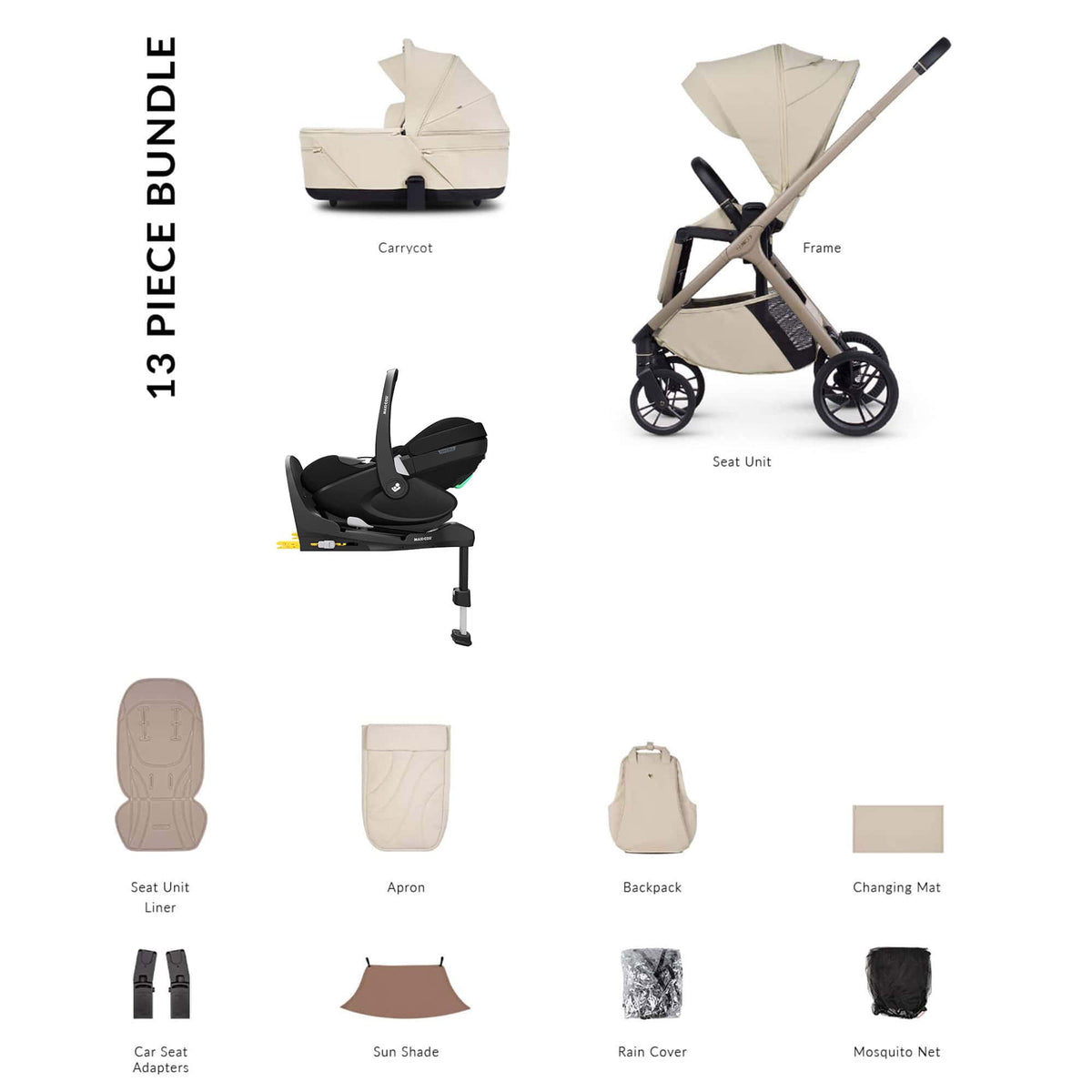 Venicci Tila Maxi-Cosi Luxury Bundle in Sabbia Travel Systems 22779-SAB-1 5905261337269