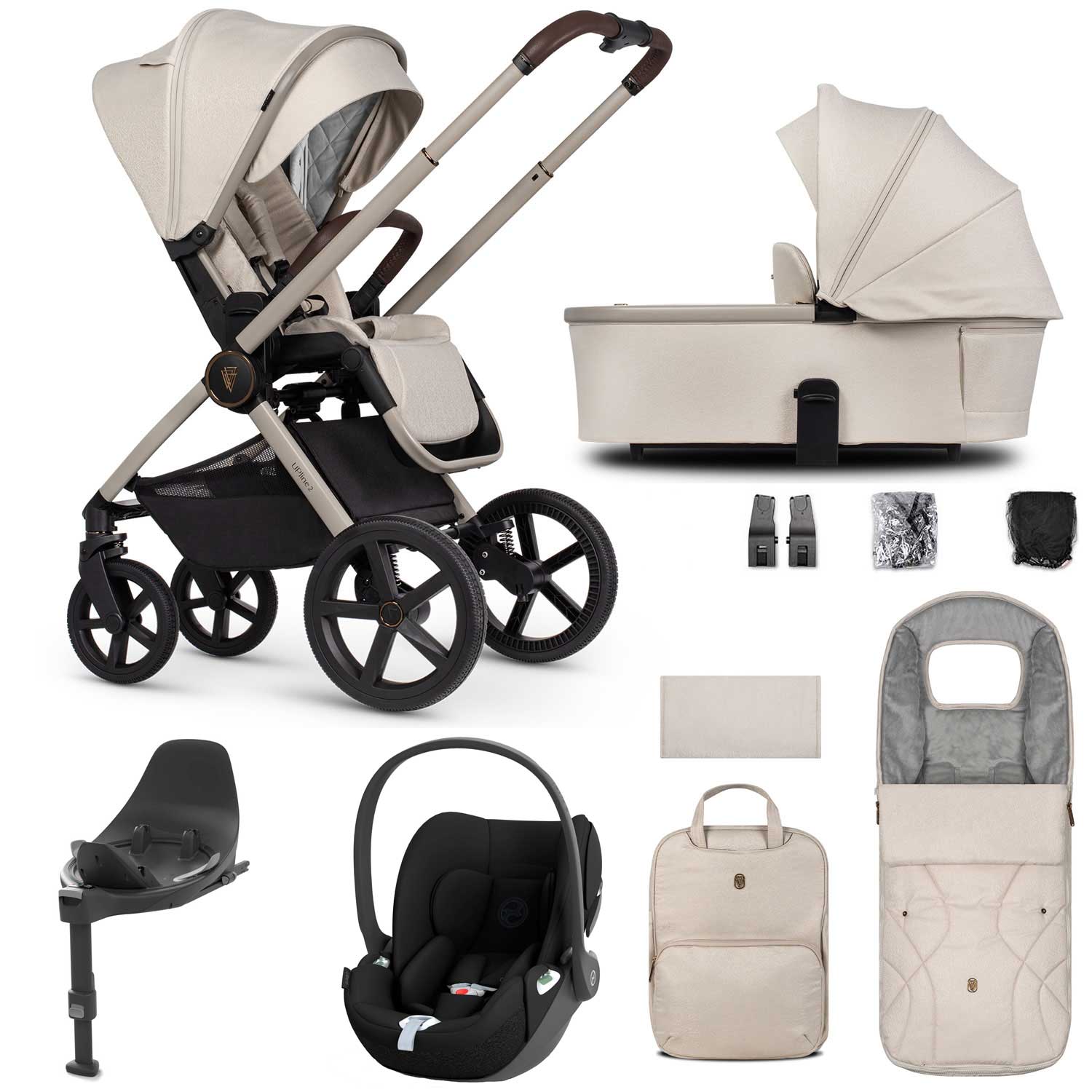 Venicci Tinum Upline 2 3in1 Cybex Travel System in Stone Beige Travel Systems 19107-UPL-CLT-STO 5905261334206