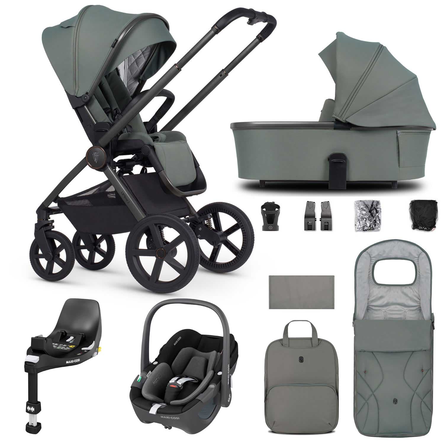 Venicci Tinum Upline 2 3in1 Maxi-Cosi Travel System in Aloe Travel Systems 19085-UPL-PEB-ALO 5905261334213