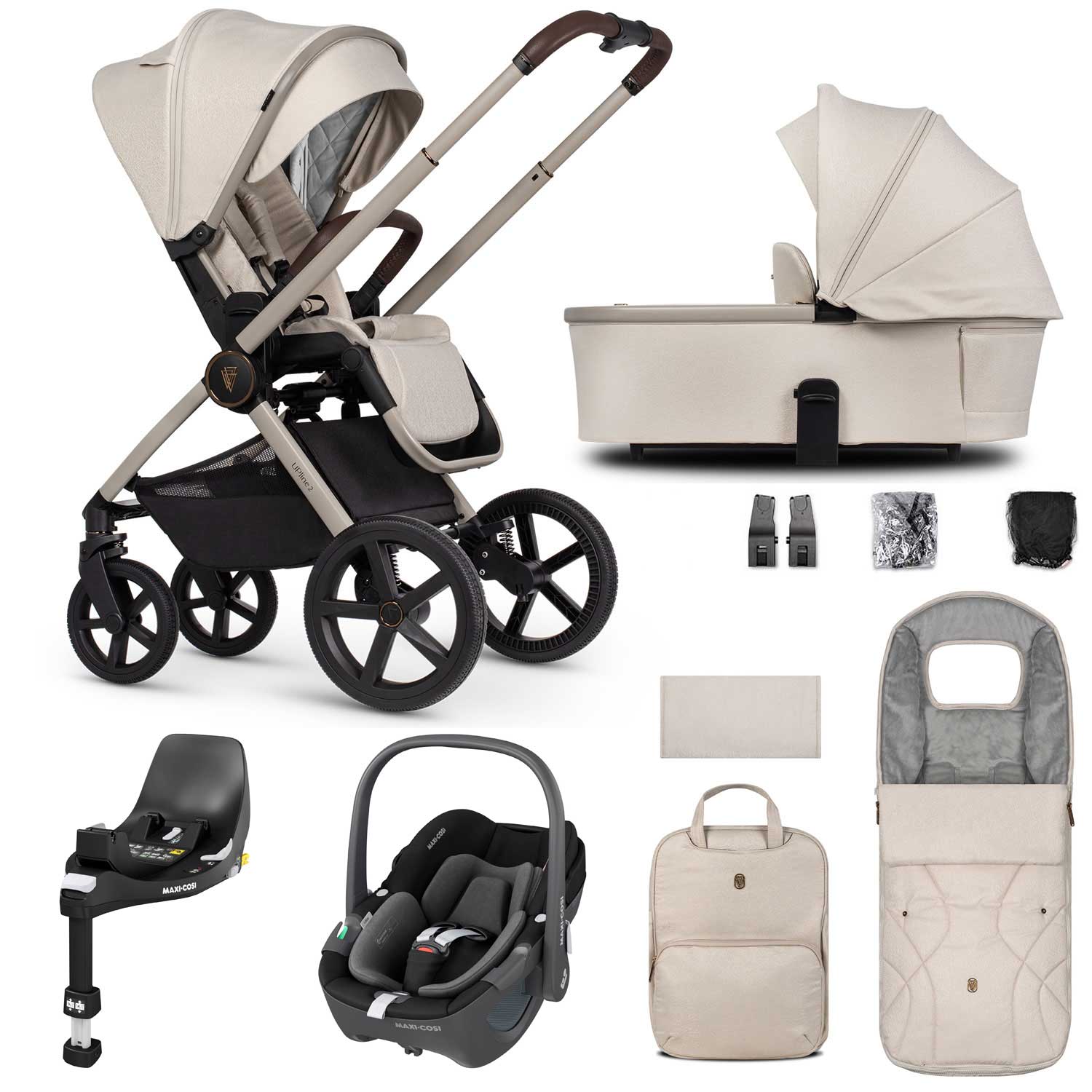 Venicci Tinum Upline 2 3in1 Maxi-Cosi Travel System in Stone Beige Travel Systems 19086-UPL-PEB-STO 5905261334206