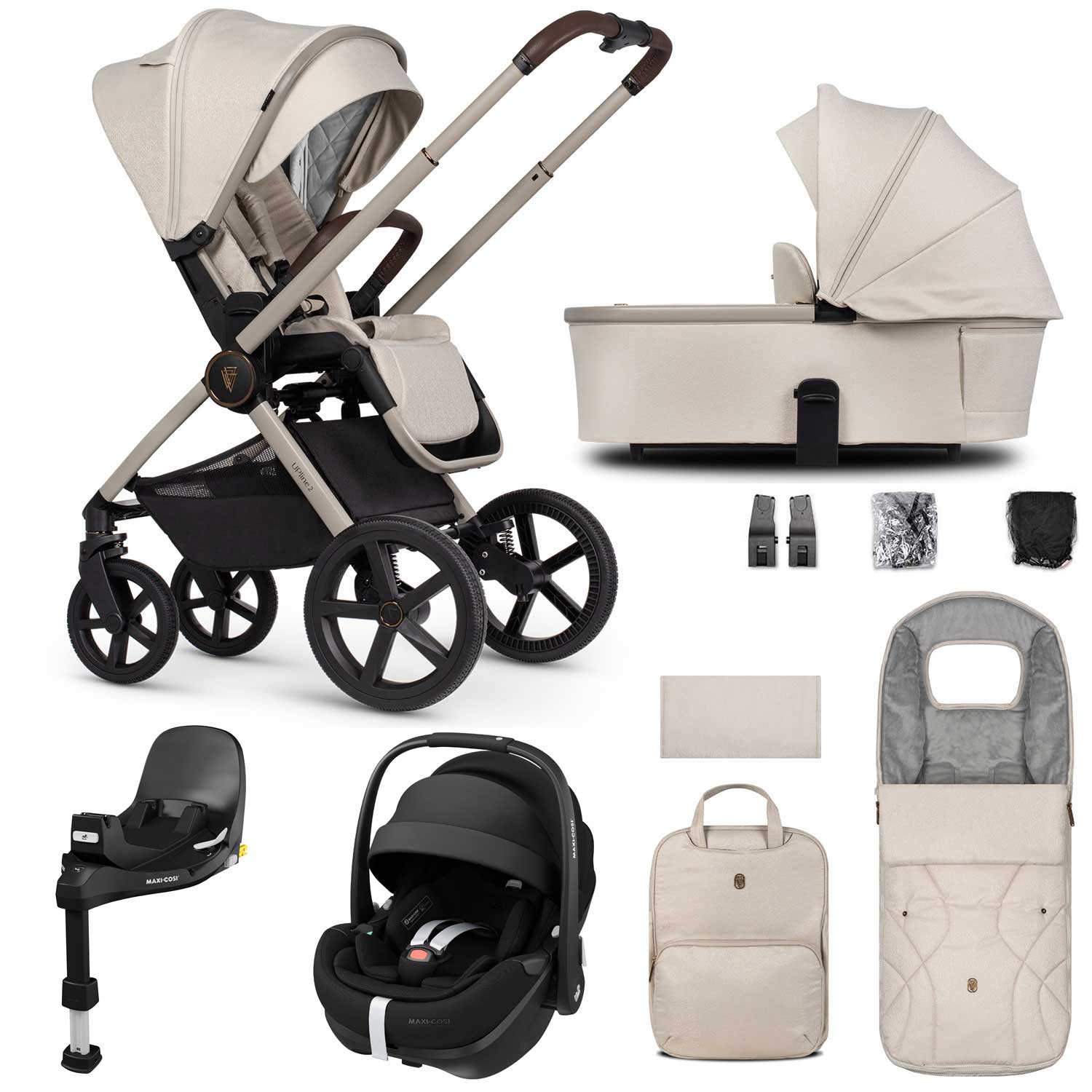 Venicci Tinum Upline 2 3in1 Maxi-Cosi Travel System in Stone Beige Travel Systems 19091-UPL-PV2-STO 5905261334206