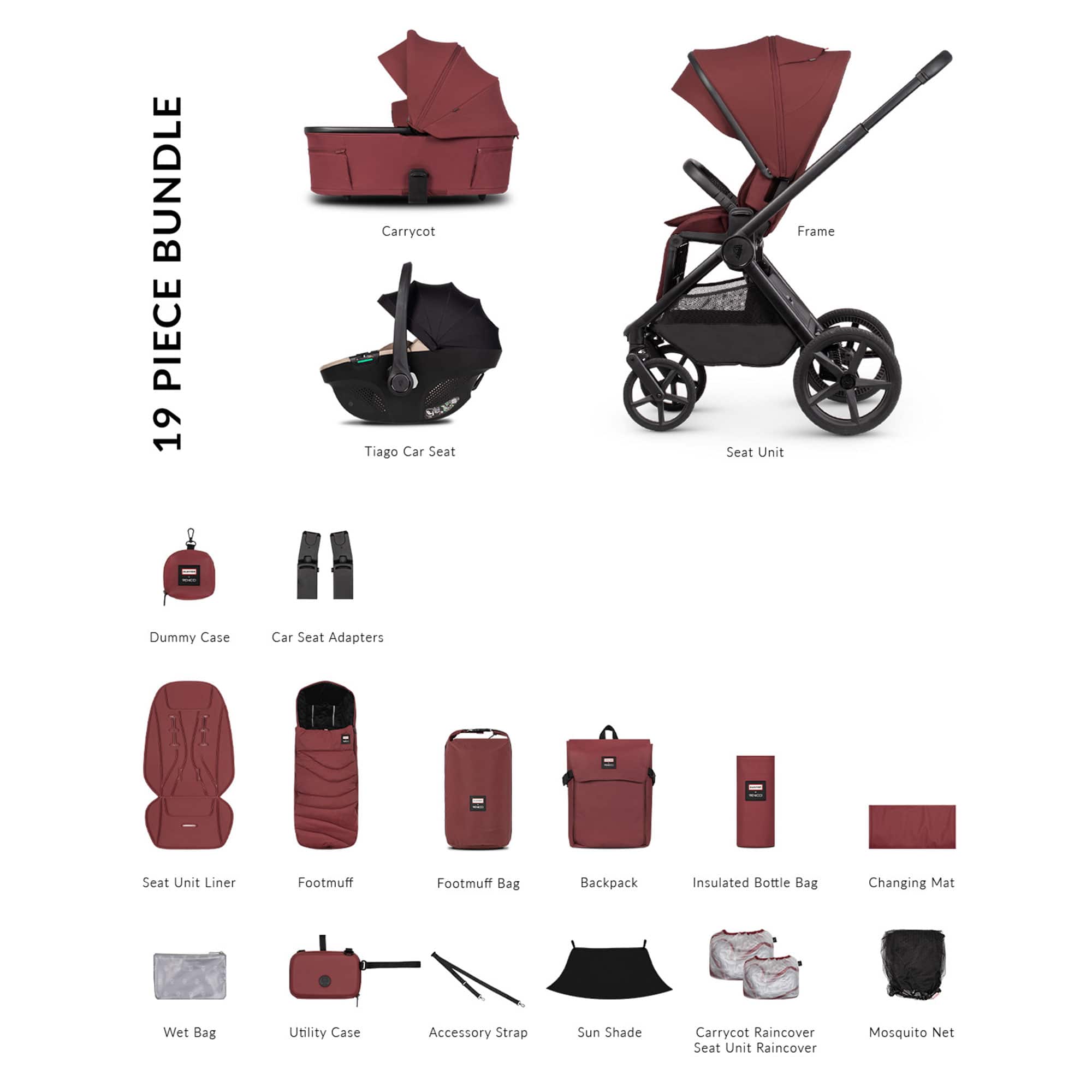 Venicci Tinum Upline 3 Hunter Comfort Bundle in Red Travel Systems 2001520318 5905261338044