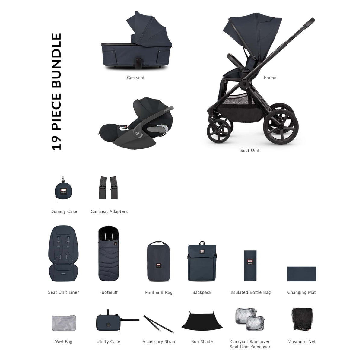Venicci Tinum Upline 3 Hunter Comfort Cybex Travel System in Navy Travel Systems UPL-HUNT-COM-NVY-1 5905261337993