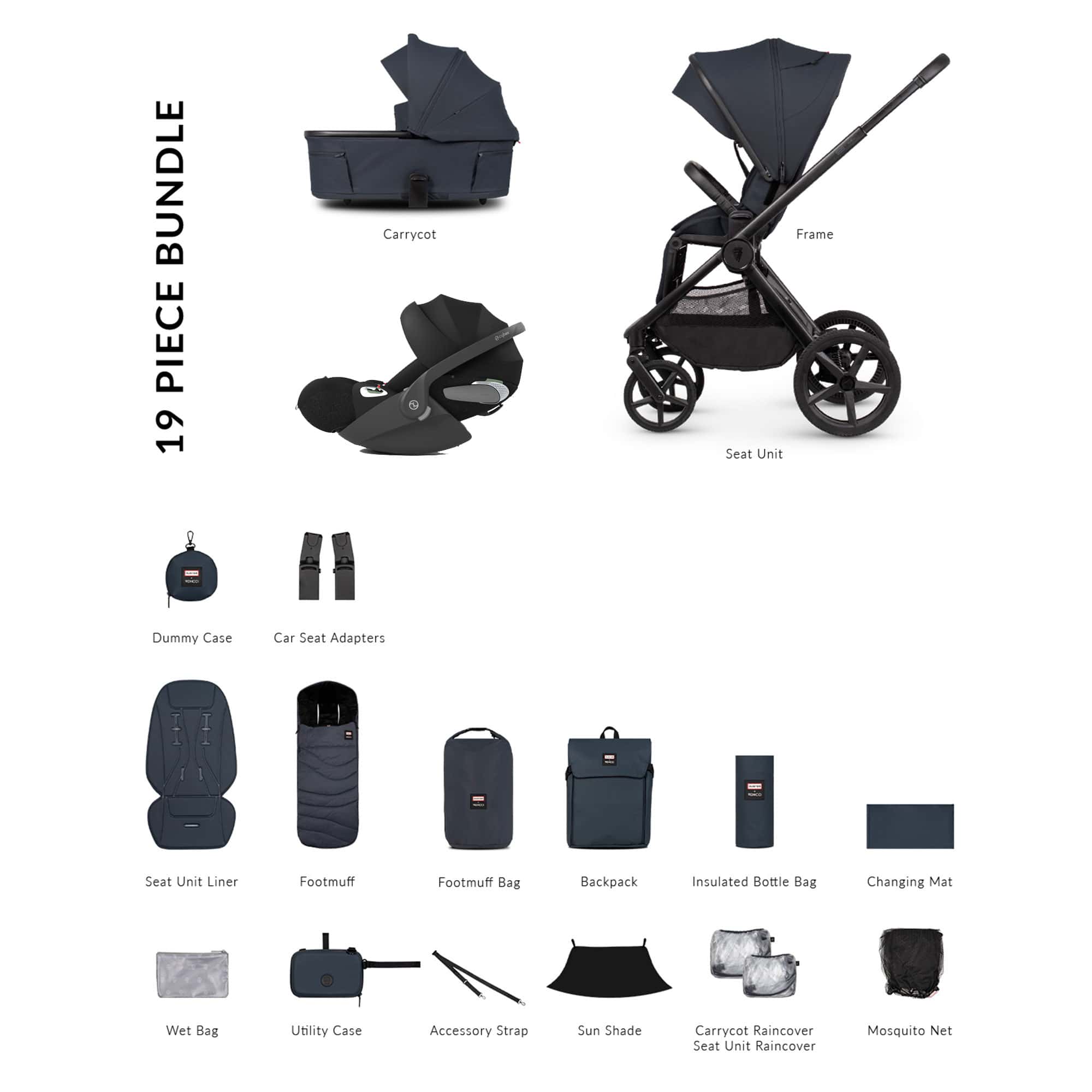 Venicci Tinum Upline 3 Hunter Comfort Cybex Travel System in Navy Travel Systems UPL-HUNT-COM-NVY 5905261337993