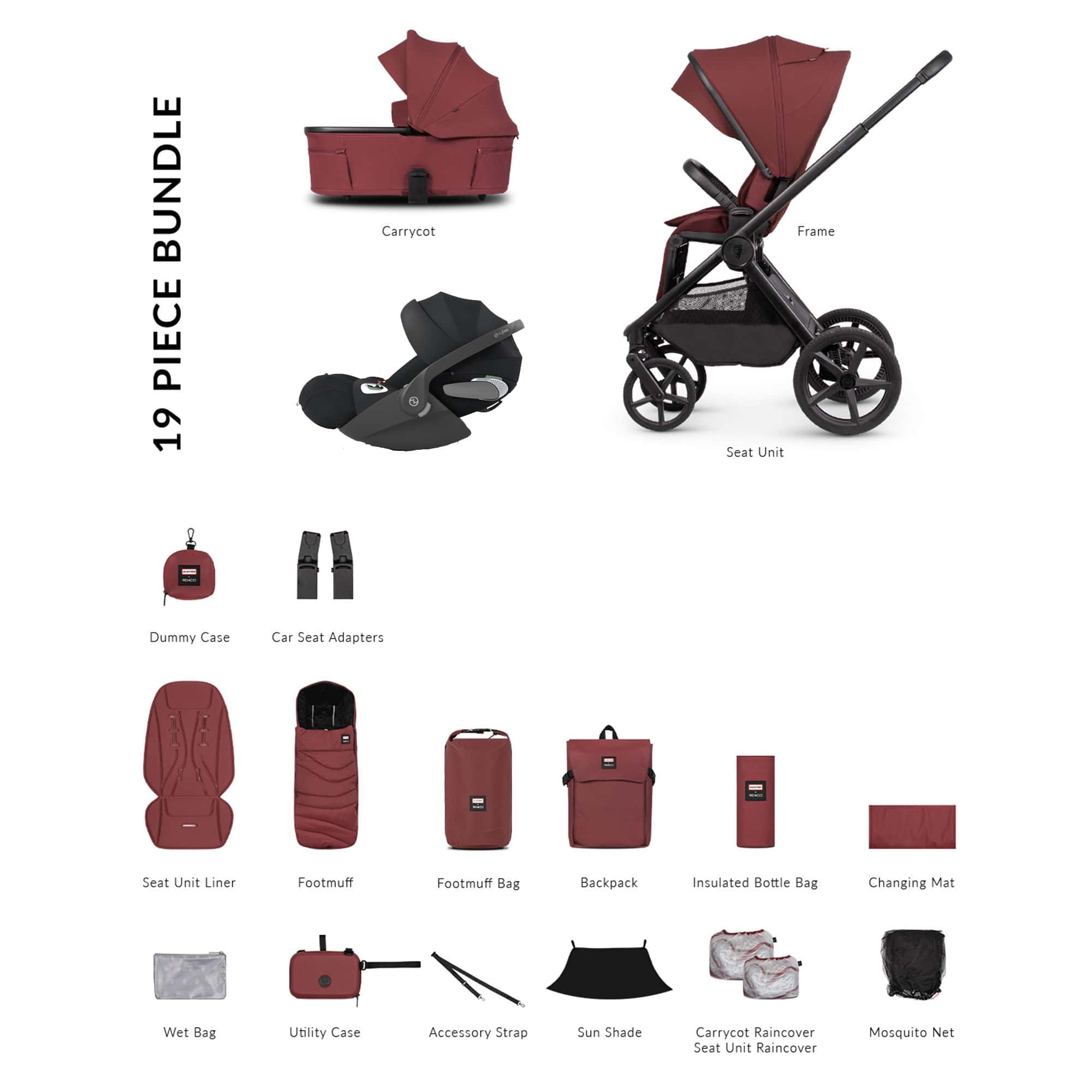 Venicci Tinum Upline 3 Hunter Comfort Cybex Travel System in Red Travel Systems UPL-HUNT-COM-RED-1 5905261338006