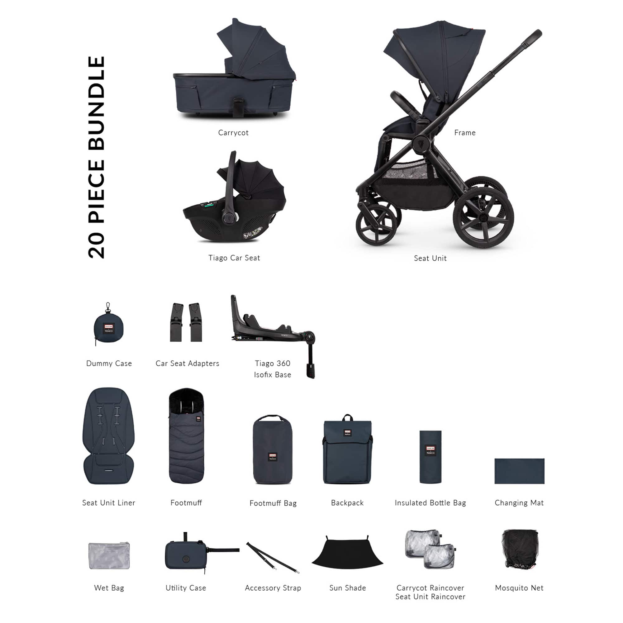 Venicci Tinum Upline 3 Hunter Luxury Bundle in Navy Travel Systems 2001510407 5905261338082