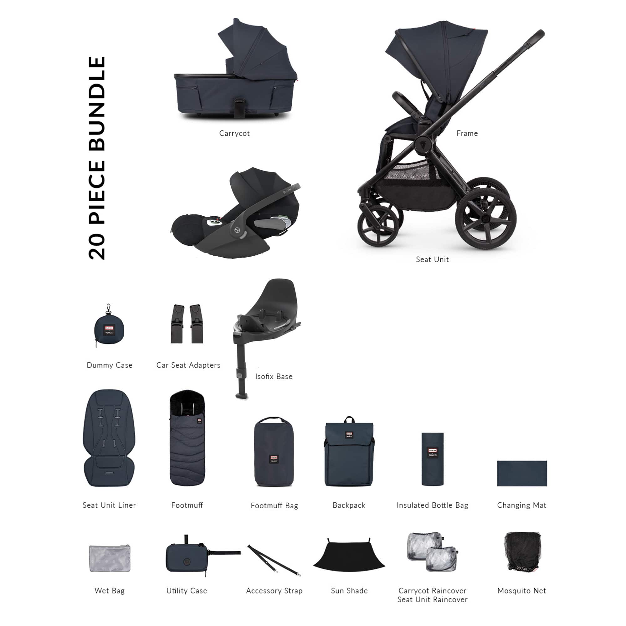Venicci Tinum Upline 3 Hunter Luxury Cybex Travel System in Navy Travel Systems UPL-HUNT-LUX-NVY-1 5905261337993