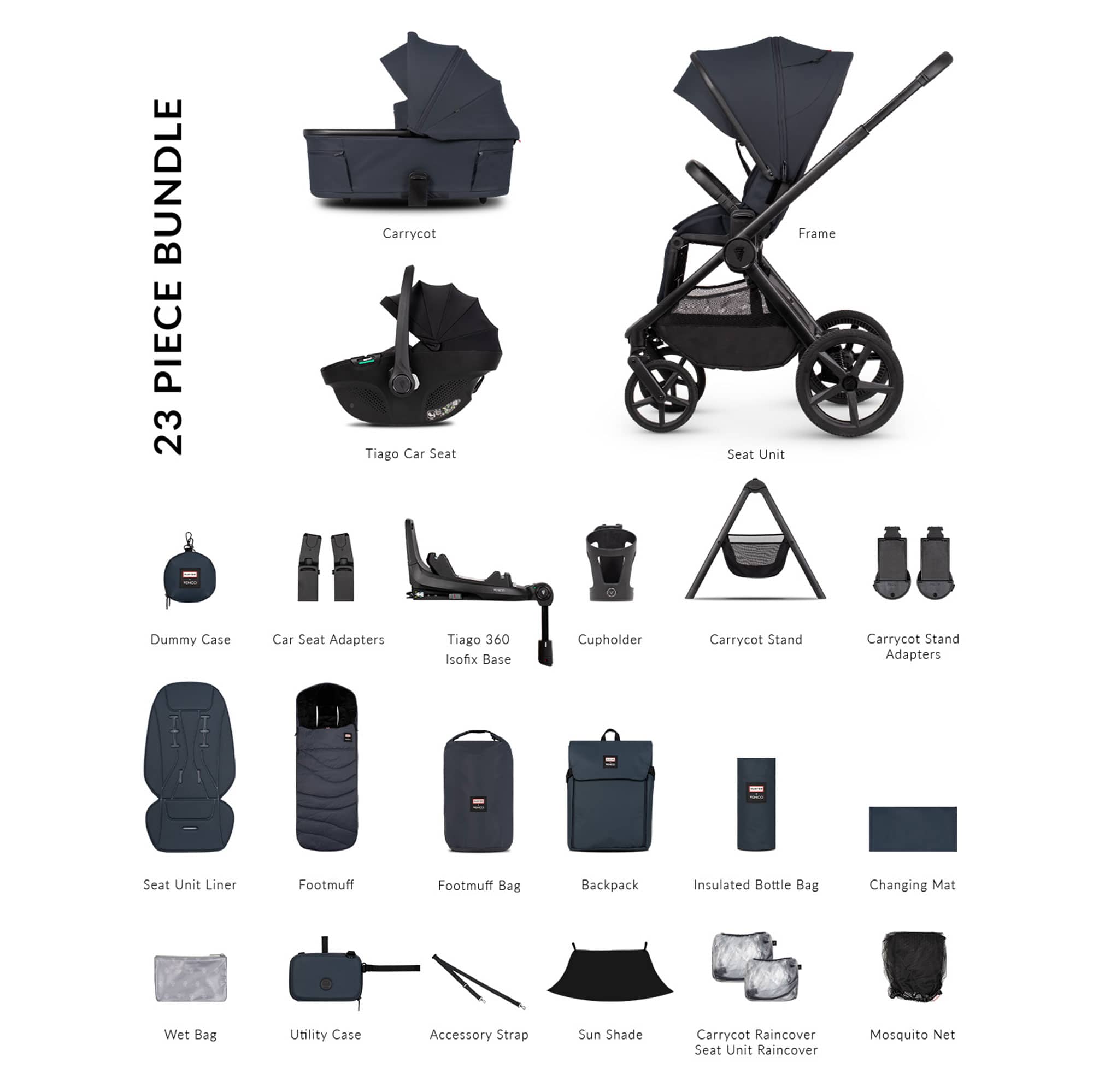 Venicci Tinum Upline 3 Hunter Ultimate Bundle in Navy Travel Systems 2001510507 5905261338143