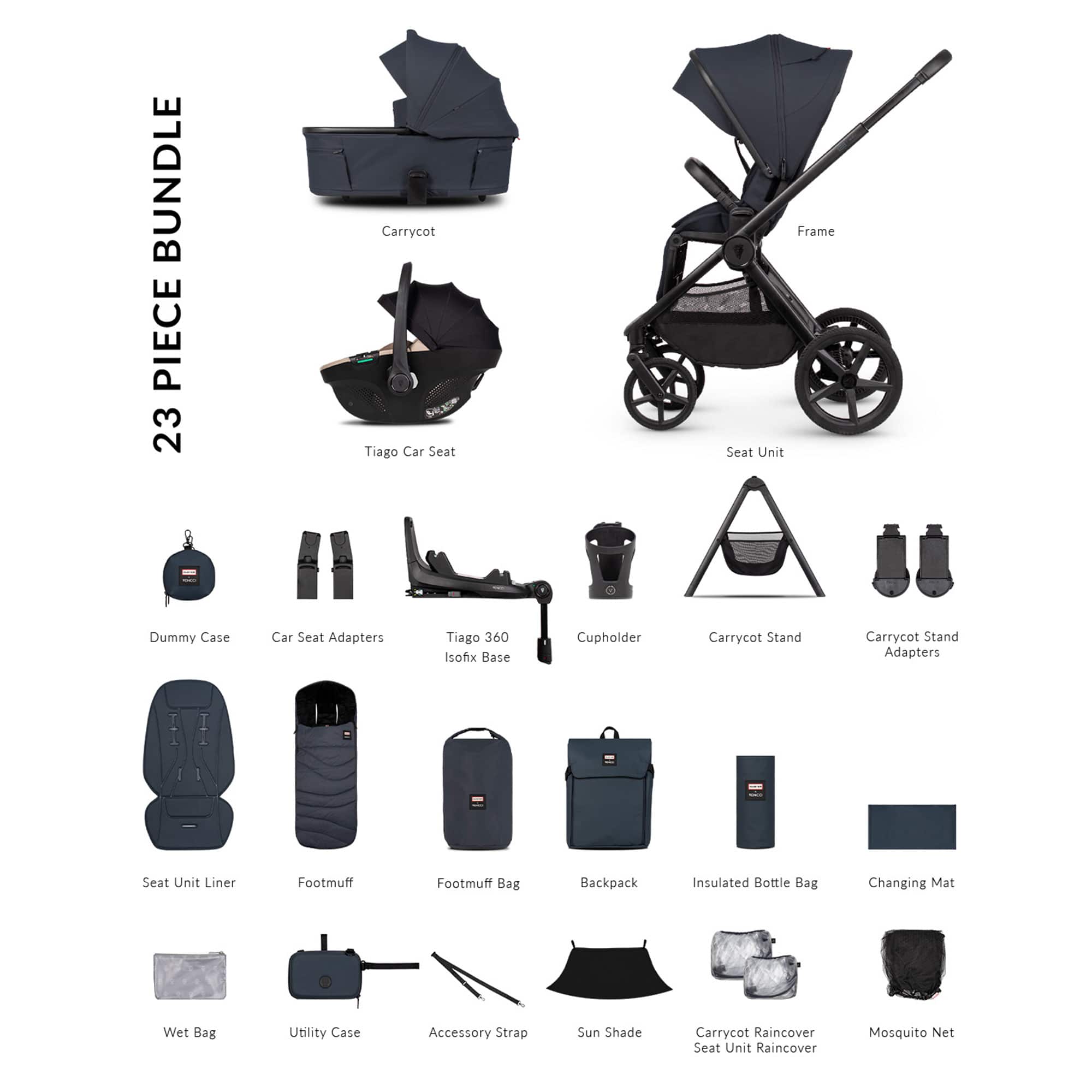 Venicci Tinum Upline 3 Hunter Ultimate Bundle in Navy Travel Systems 2001520507 5905261338150