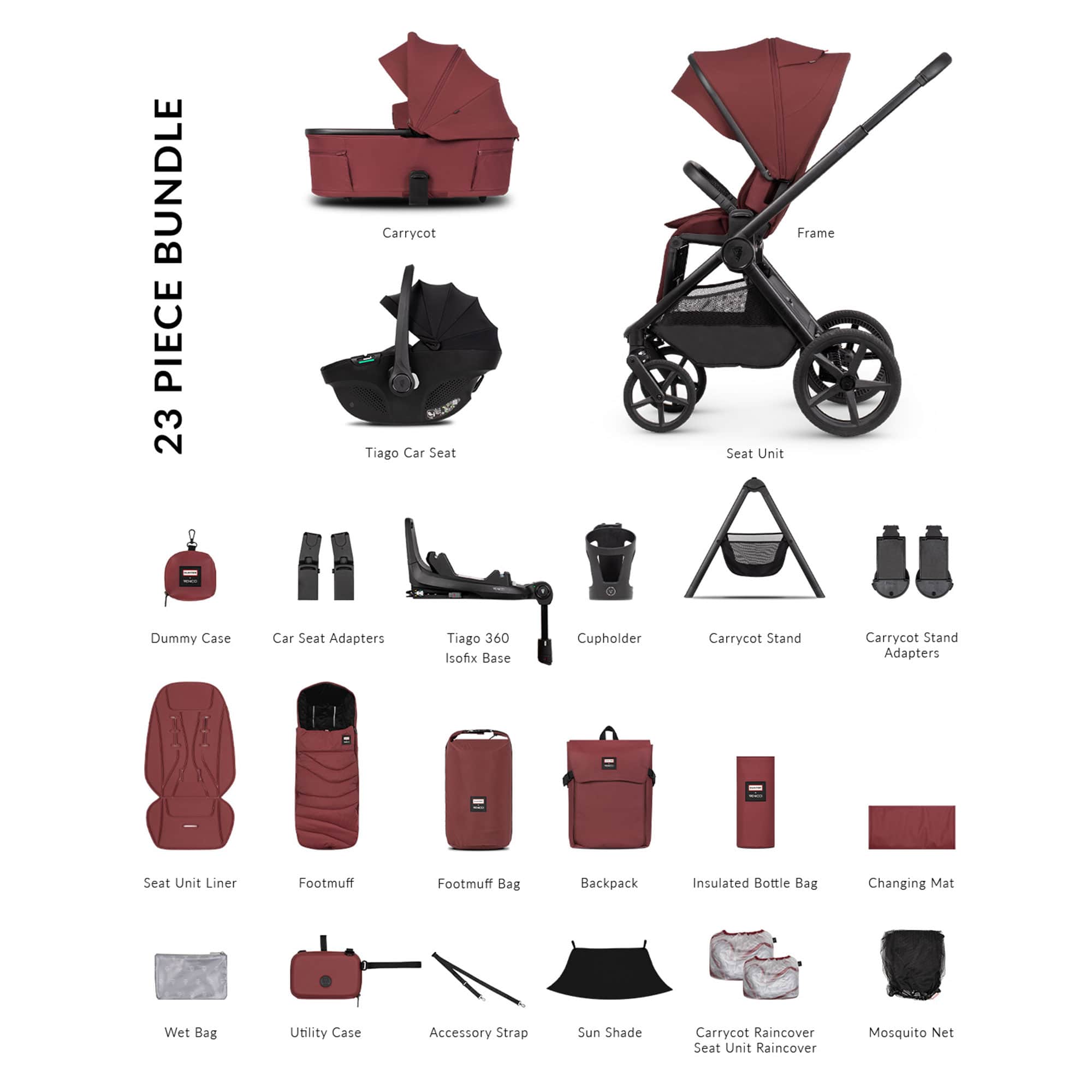 Venicci Tinum Upline 3 Hunter Ultimate Bundle in Red Travel Systems 2001510518 5905261338174