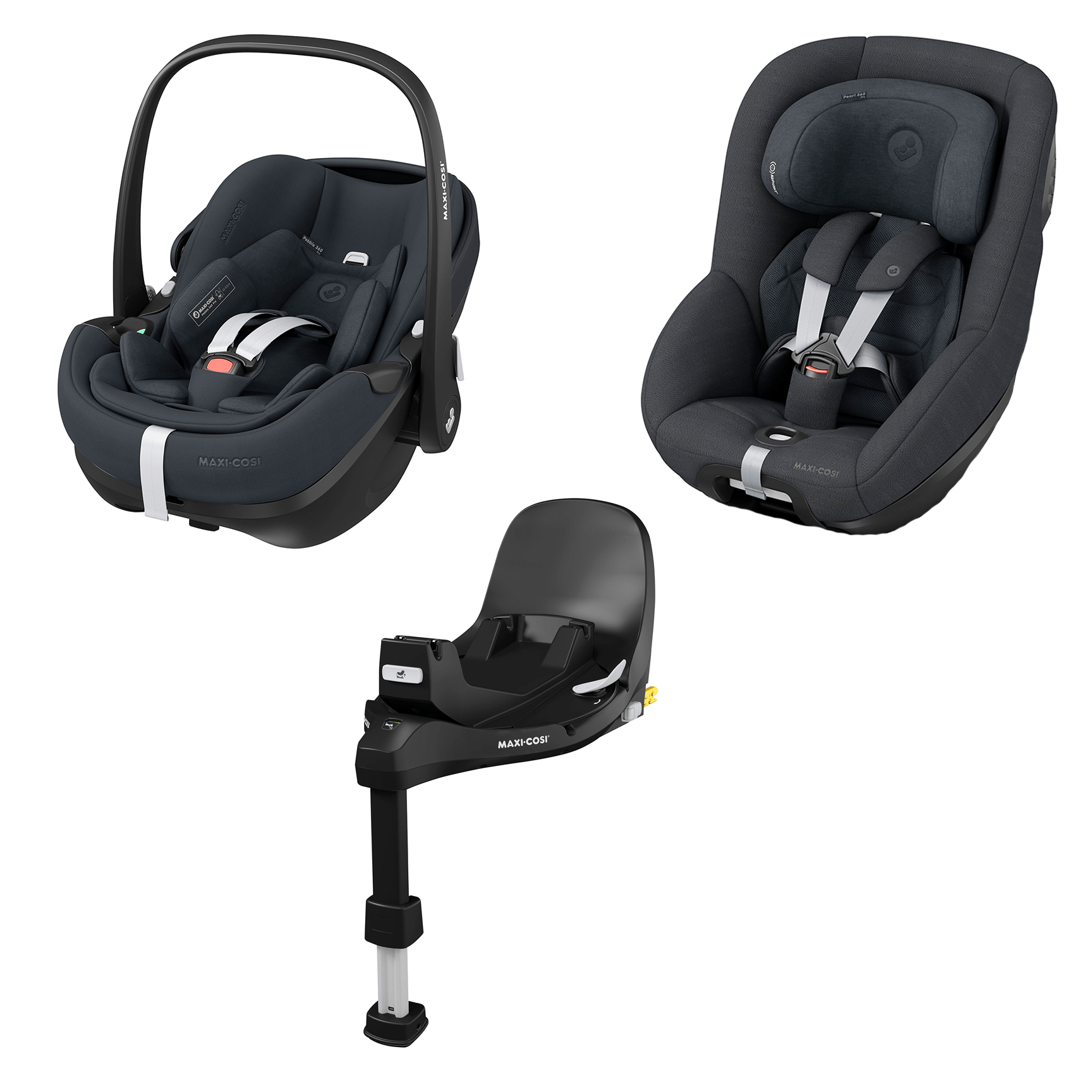 Maxi-Cosi 360 Family Pro Bundle in Essential Graphite Baby Car Seats KF54500000 8712930186557
