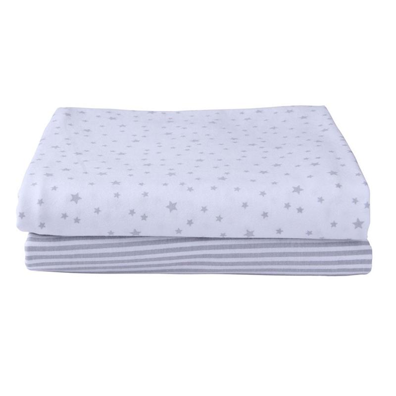 Clair de Lune Fitted Cotbed Printed Sheet 2 Pack Grey Cot & Cot Bed Sheets CL5670GY 5033775327701