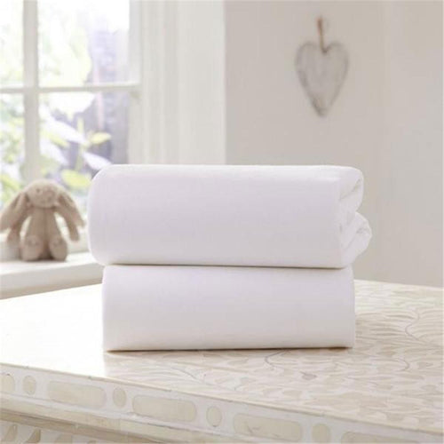Clair De Lune Moses Fitted Sheet 2 Pack White Pram & Moses Sheets CL3503W 5033775015608