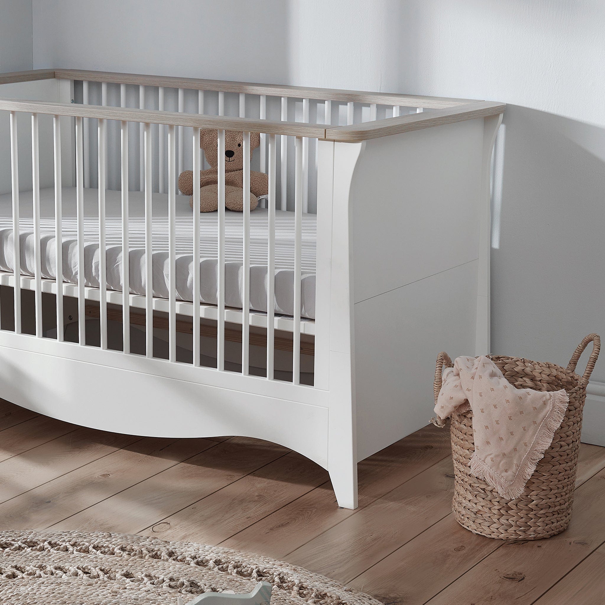 CuddleCo Clara Cot Bed in White & Ash Cot Beds