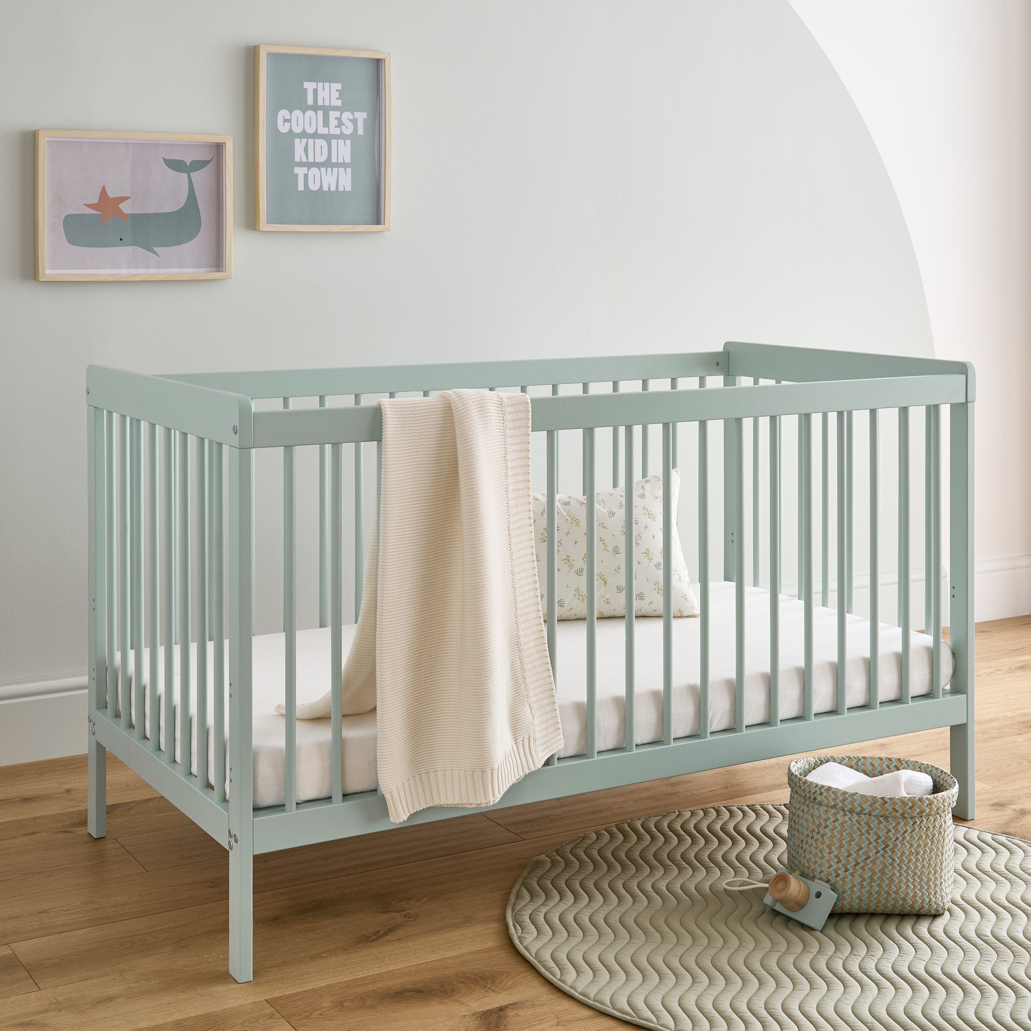 CuddleCo Nola Cot Bed in Sage Green Cot Beds