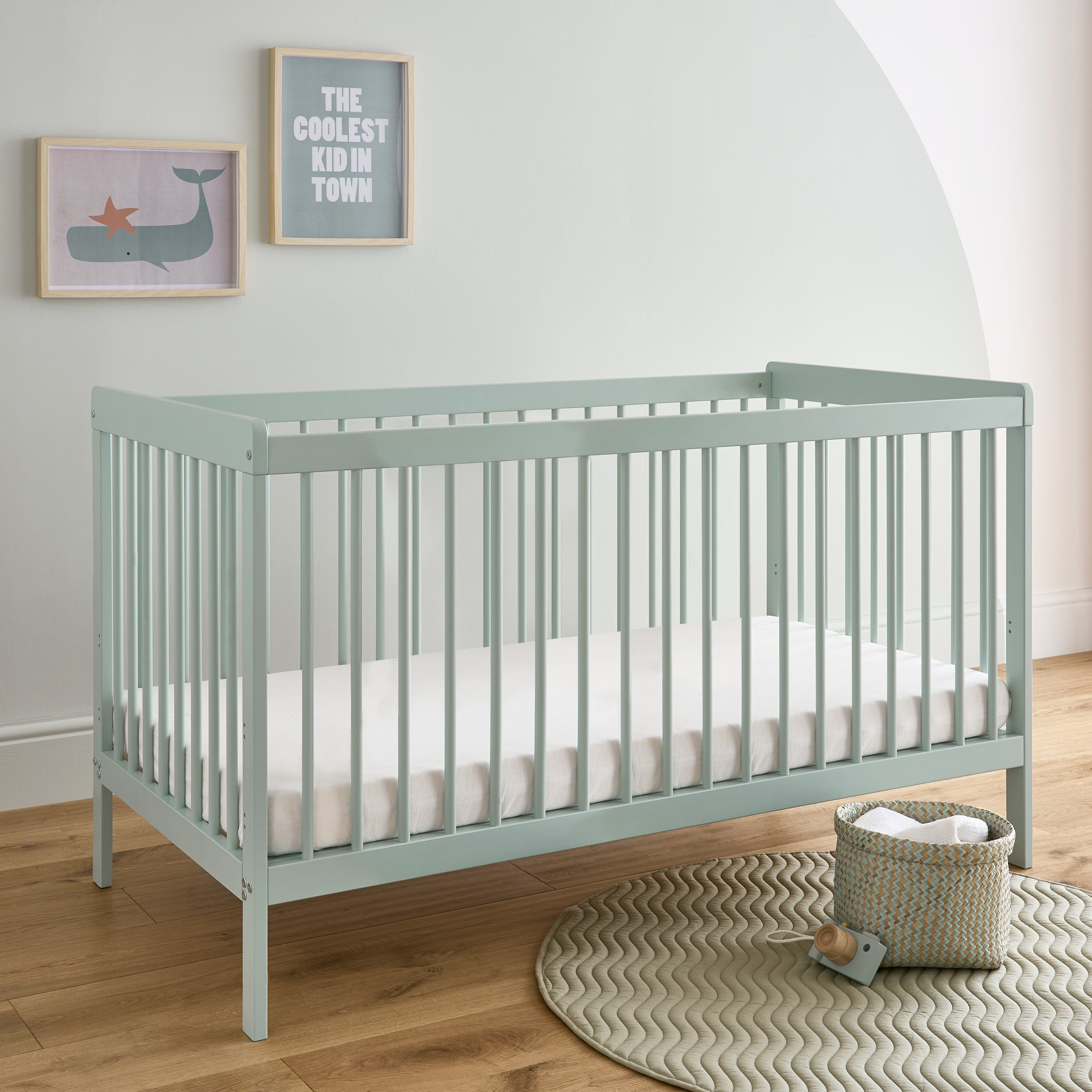 CuddleCo Nola Cot Bed in Sage Green Cot Beds