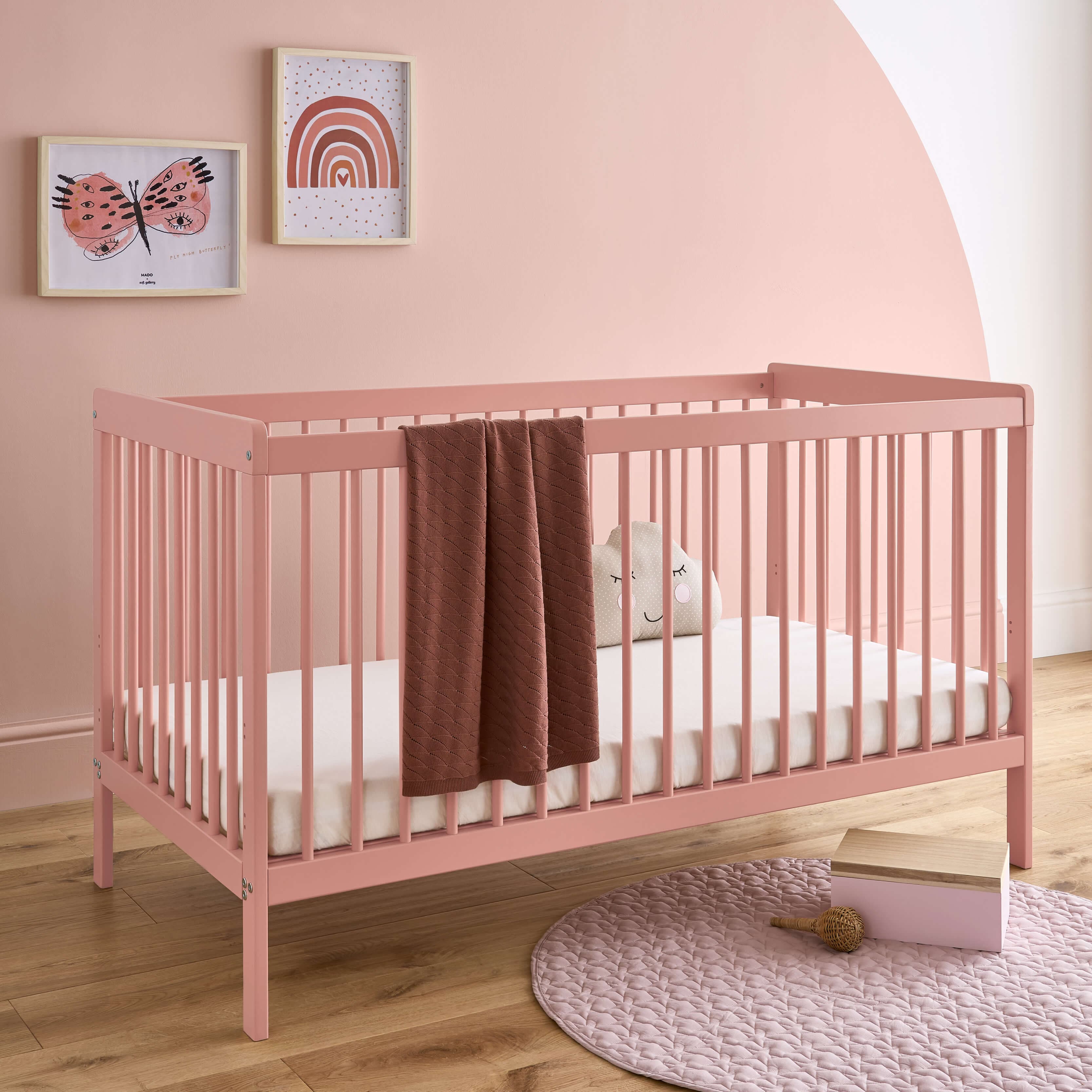 CuddleCo Nola Cot Bed in Soft Blush Cot Beds
