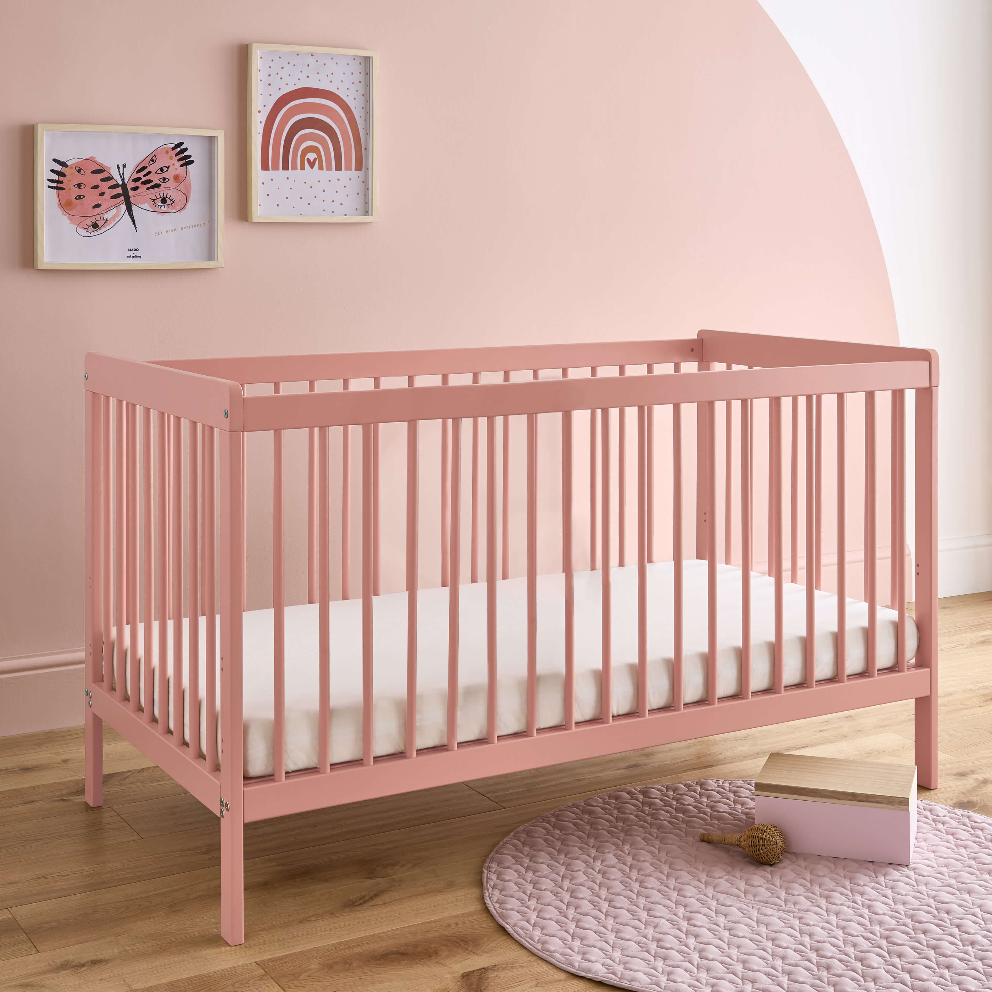 CuddleCo Nola Cot Bed in Soft Blush Cot Beds