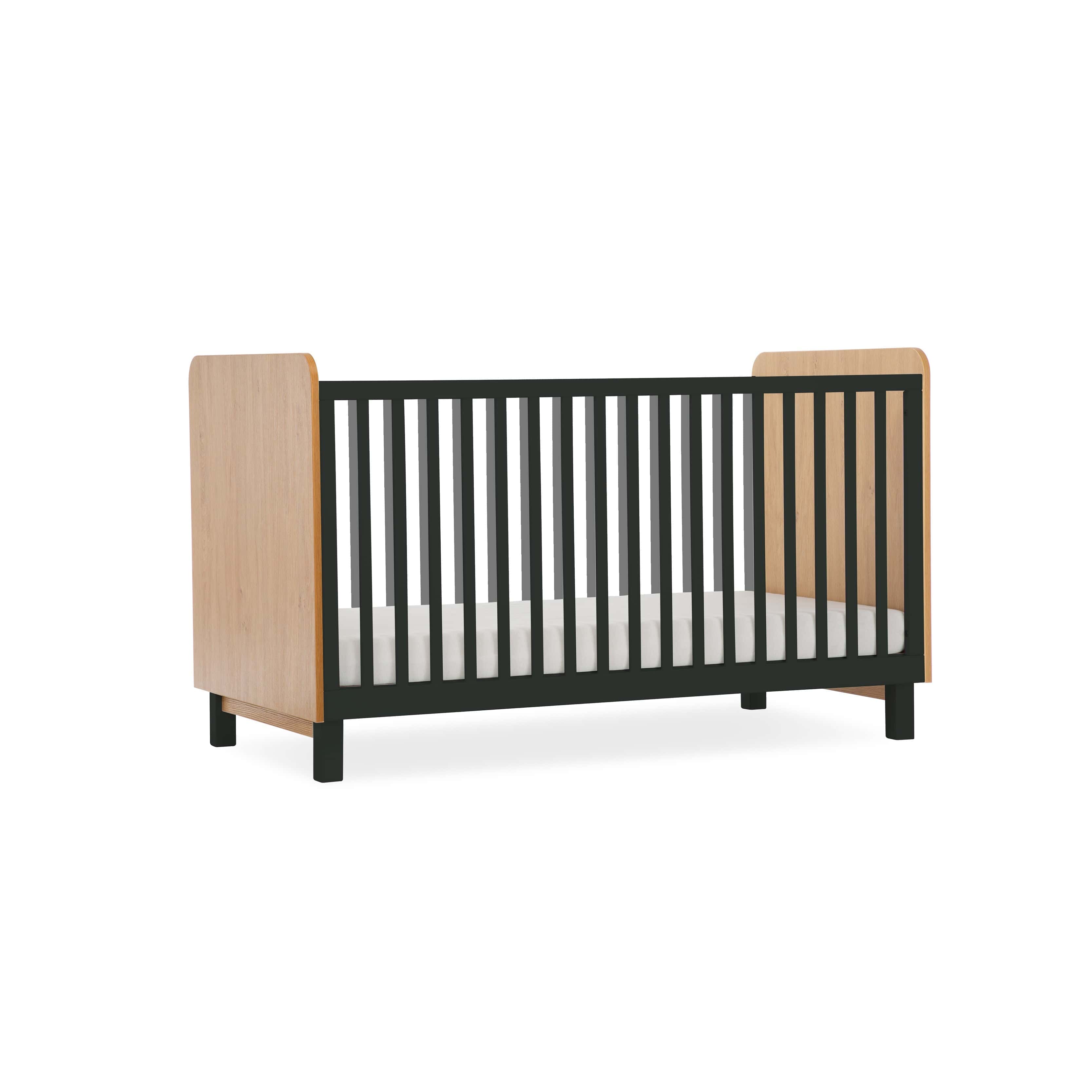 CuddleCo Rafi Cot Bed in Oak & Black Cot Beds