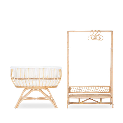 CuddleCo Aria Crib and Hanging Rail Room Set in Rattan Nursery Room Sets