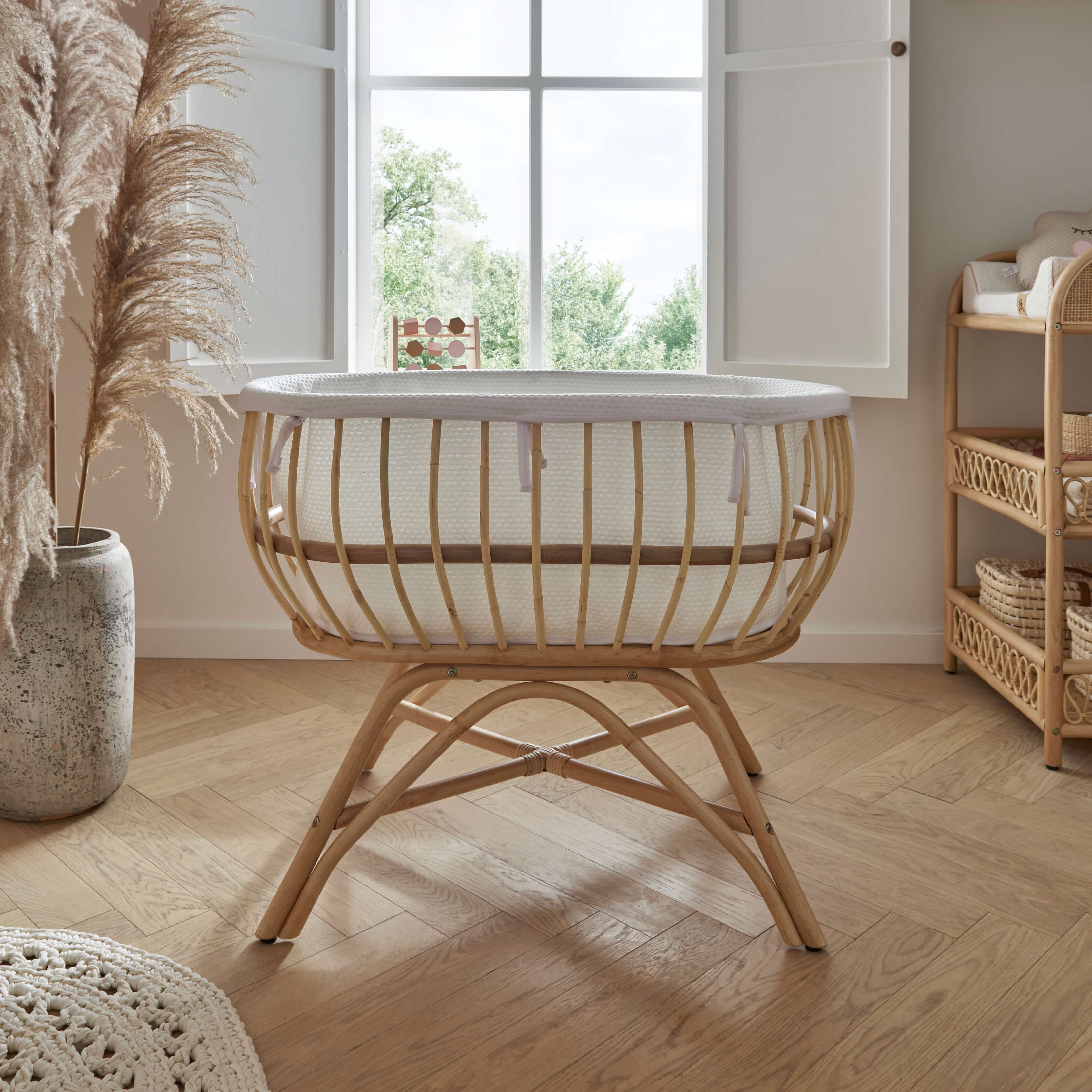 CuddleCo Aria Crib and Hanging Rail Room Set in Rattan Nursery Room Sets FRN/CUD/151168 5060971151168