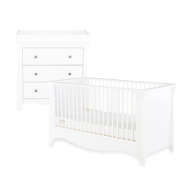 CuddleCo Clara 2 Piece Cot Bed Set in White Nursery Room Sets