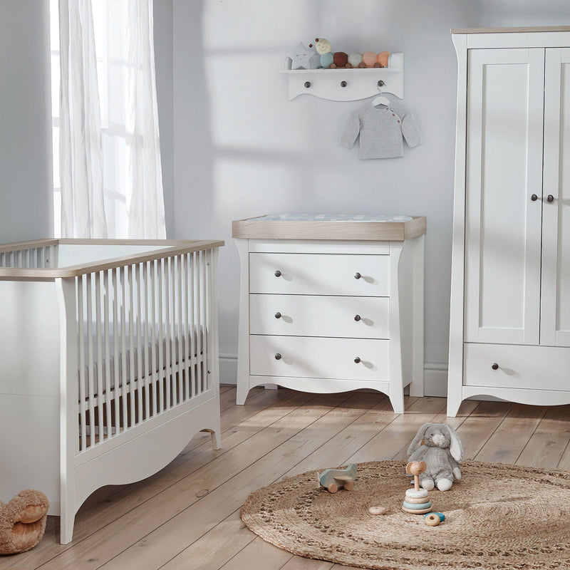 CuddleCo Clara 3 Piece Nursery Furniture Set in White & Ash Nursery Room Sets
