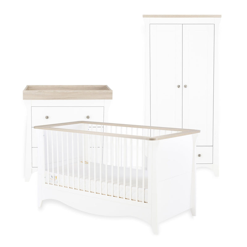 CuddleCo Clara 3 Piece Nursery Furniture Set in White & Ash Nursery Room Sets