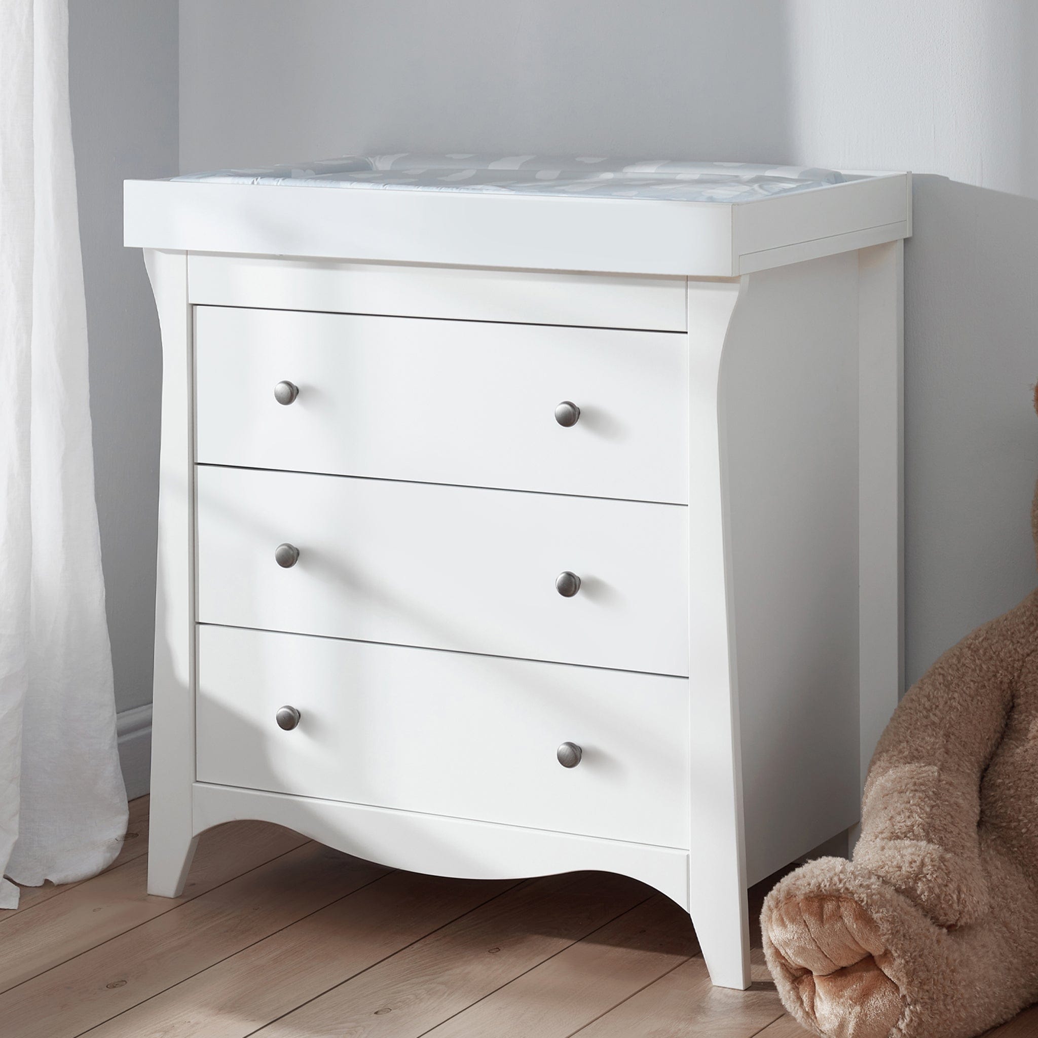 CuddleCo Clara 3Pc Cot Bed Set - White Nursery Room Sets