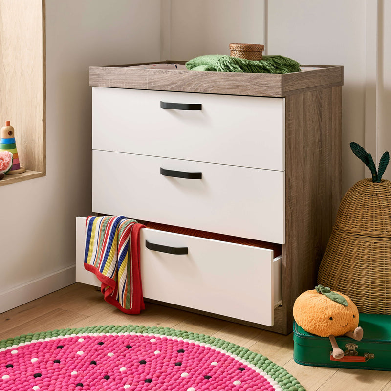 CuddleCo Enzo 2 Piece Set in Truffle Oak/White Nursery Room Sets