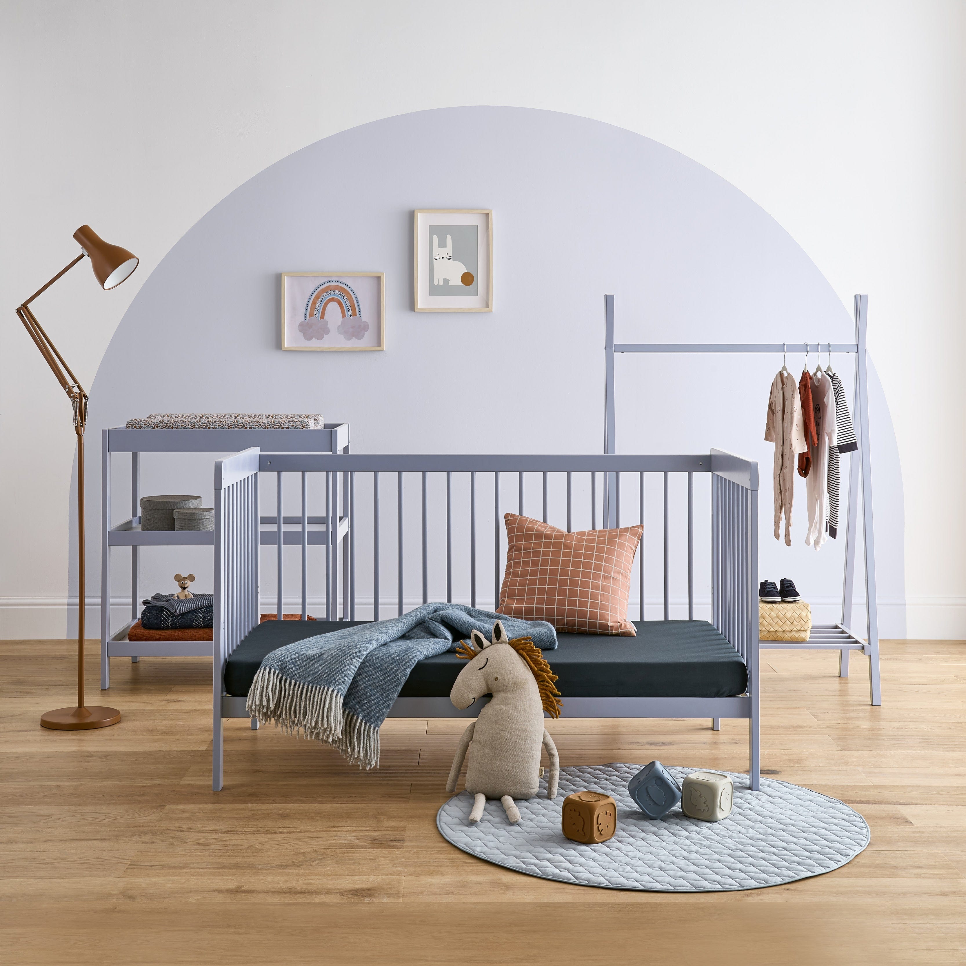 CuddleCo Nola 3 Piece Room Set in Flint Blue Nursery Room Sets