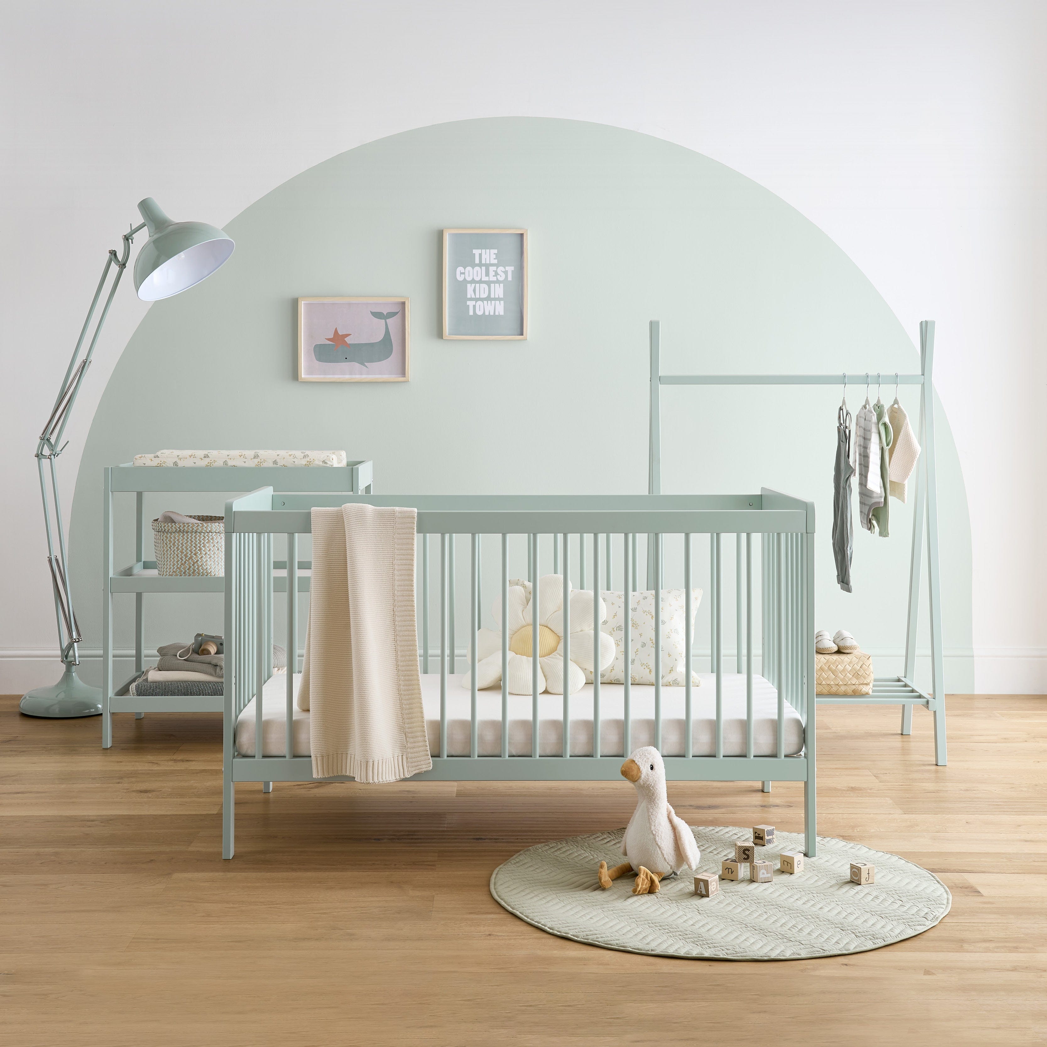 CuddleCo Nola 3 Piece Room Set in Sage Green Nursery Room Sets