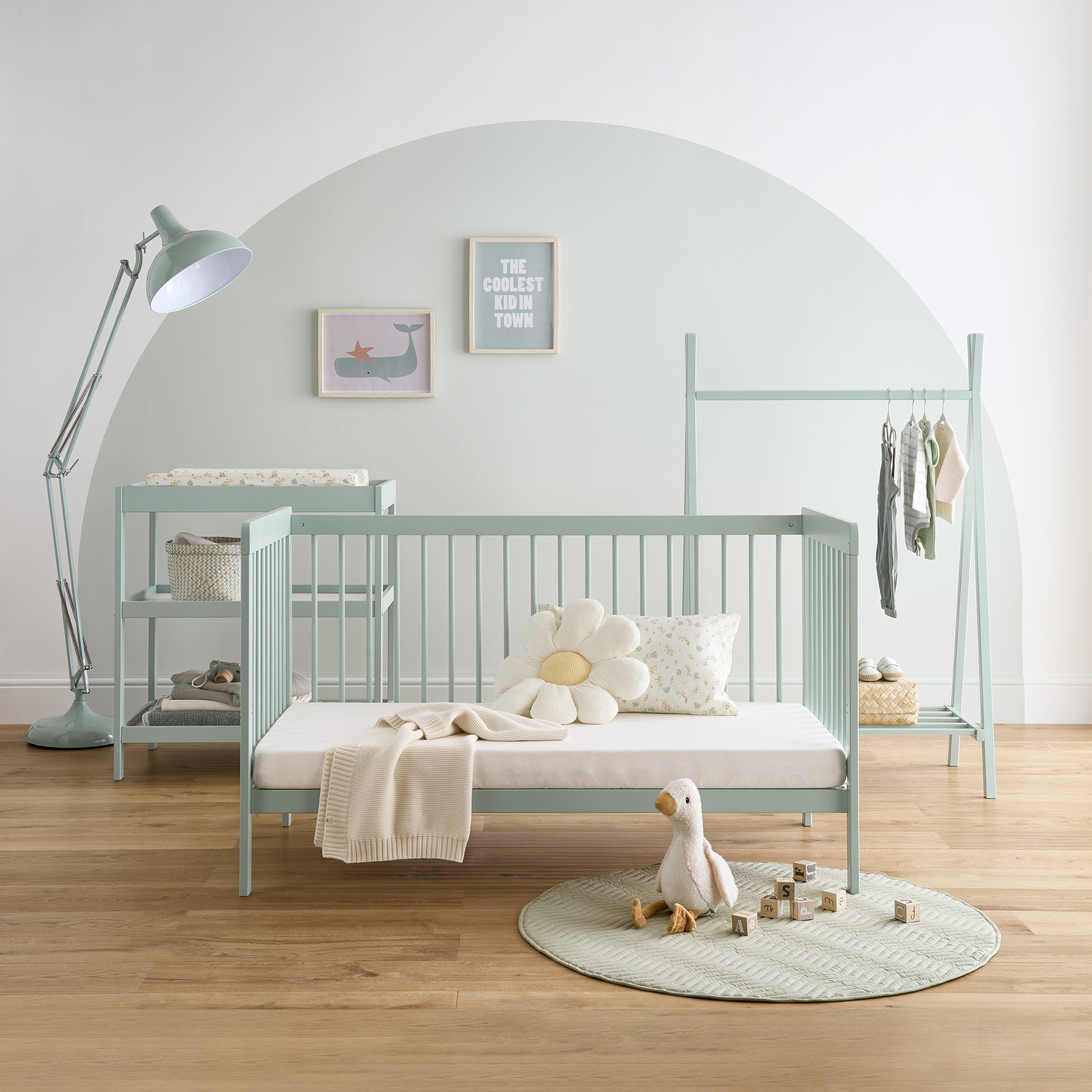 CuddleCo Nola 3 Piece Room Set in Sage Green Nursery Room Sets