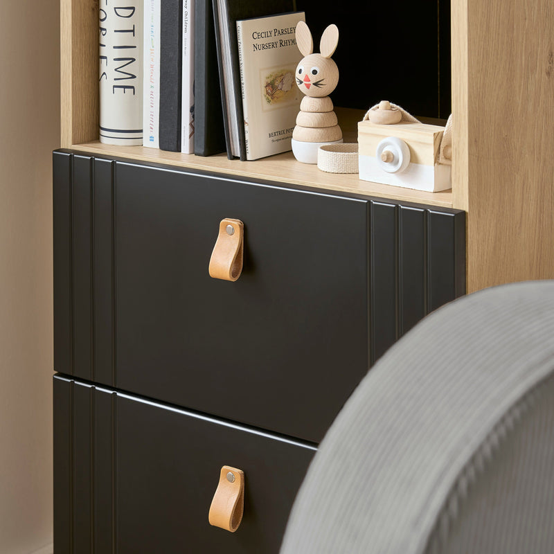 CuddleCo Rafi 5 Piece Room Set in Oak & Black Nursery Room Sets