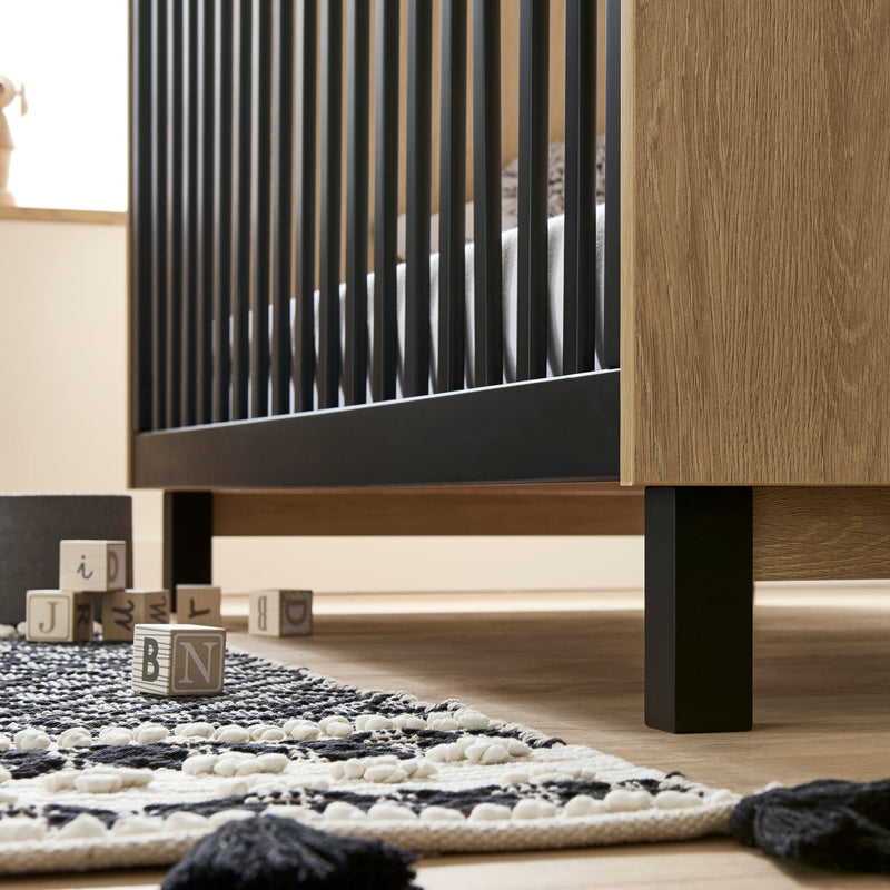 CuddleCo Rafi 5 Piece Room Set in Oak & Black Nursery Room Sets