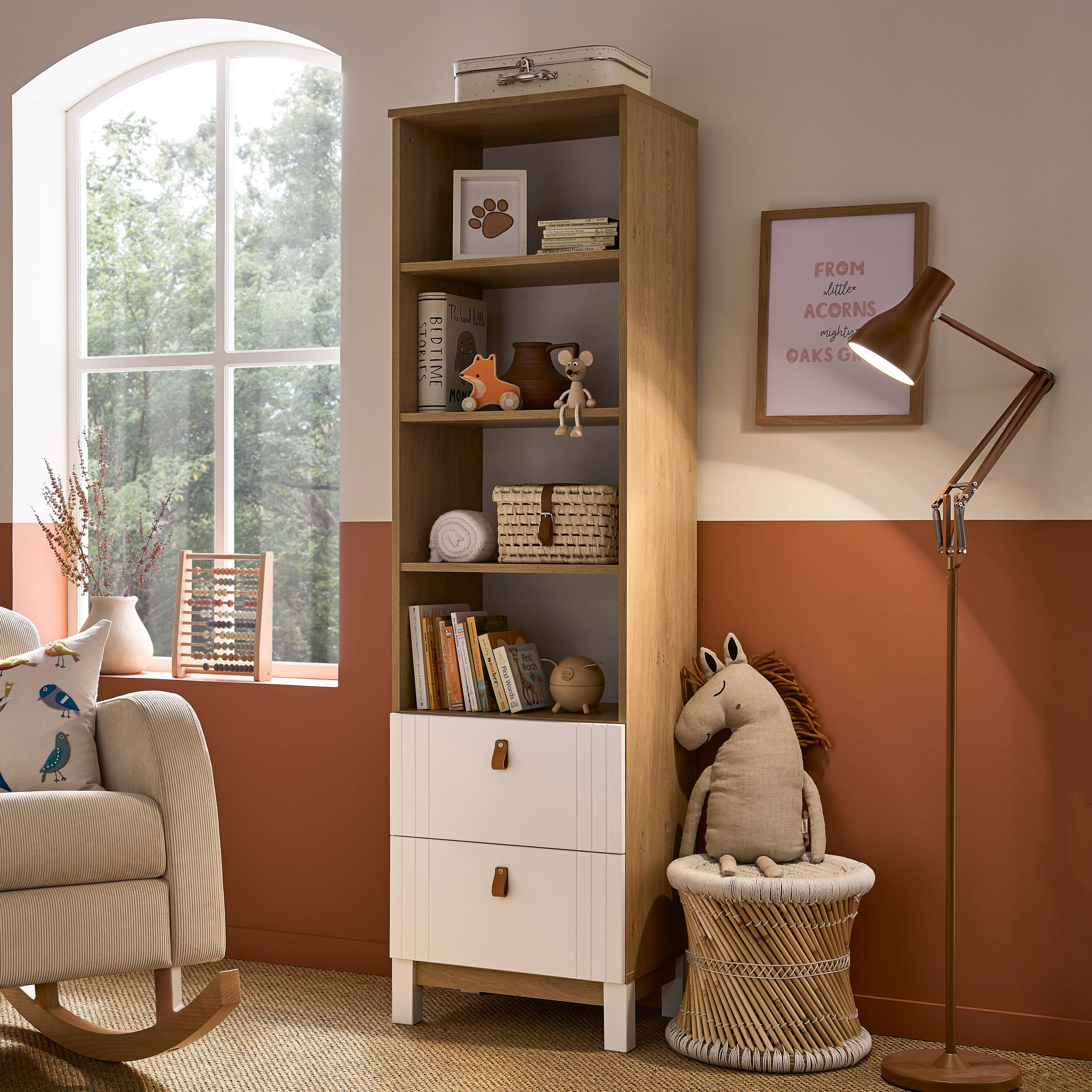 CuddleCo Rafi 5 Piece Room Set in Oak & White Nursery Room Sets