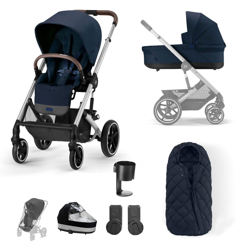 Cybex Balios S Lux Essential Bundle in Silver/Ocean Blue Baby Prams 12744-SLV-OCE-BLU 4063846366330