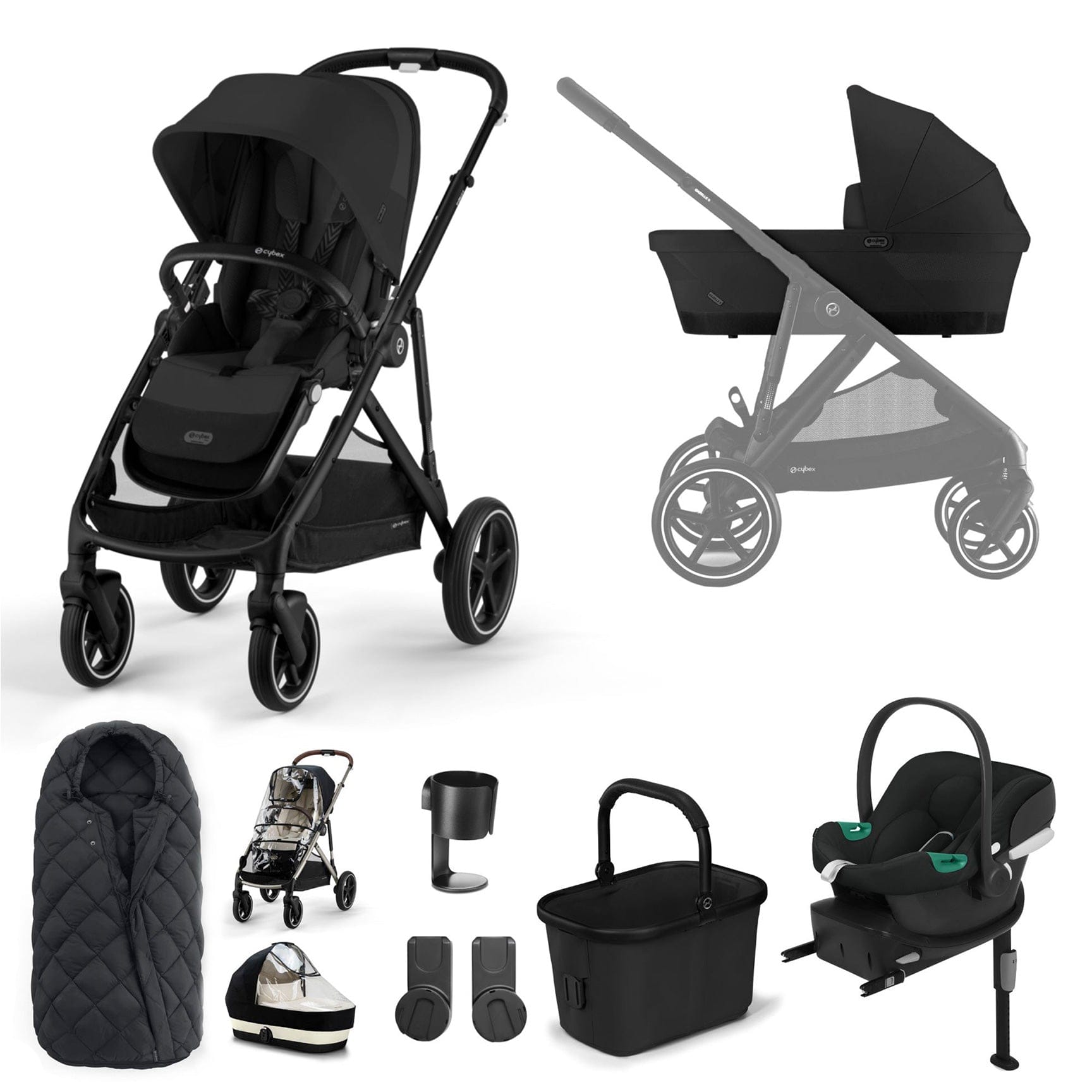 Cybex Gazelle S Comfort Bundle in Black/Moon Black Baby Prams 12768-BLK-MOO-BLK 4063846324859