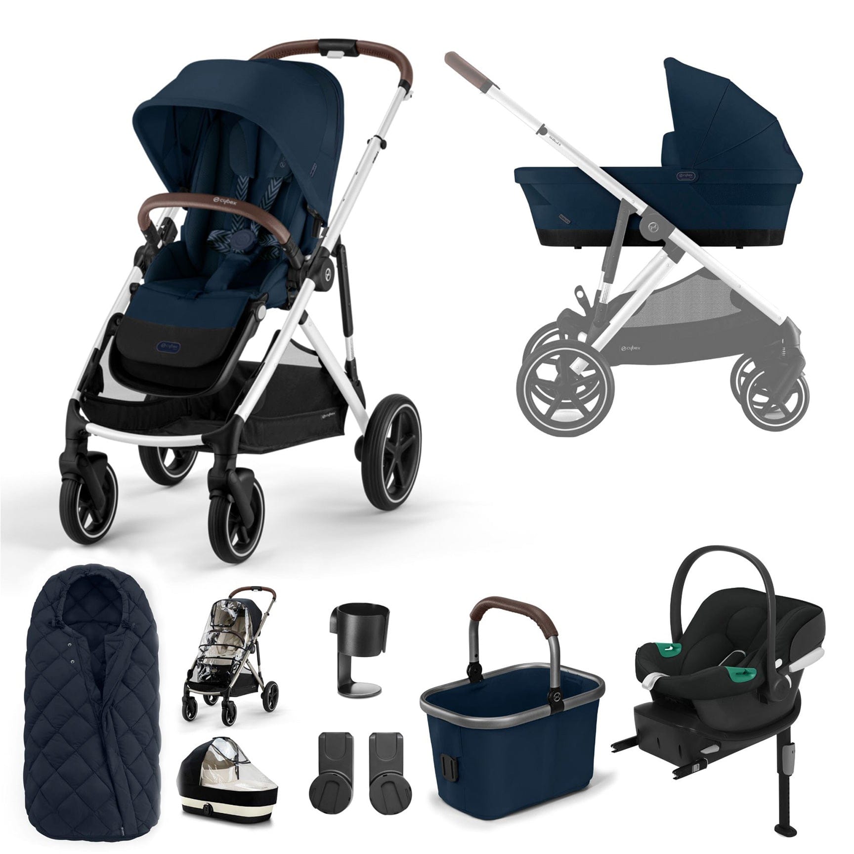 Cybex Gazelle S Comfort Bundle in Silver/Ocean Blue Baby Prams 12769-SLV-OCE-BLU 4063846324873