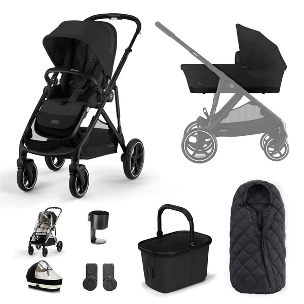 Cybex Gazelle S Essential Bundle in Black/Moon Black Baby Prams 12764-BLK-MOO-BLK 4063846324859