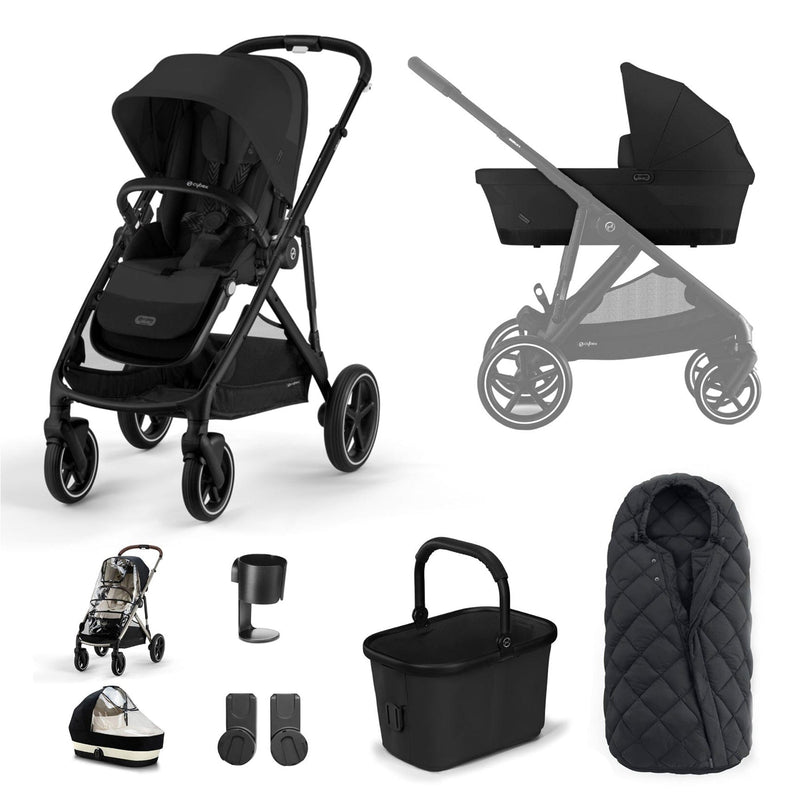 Cybex Gazelle S Essential Bundle in Black/Moon Black Baby Prams 12764-BLK-MOO-BLK 4063846324859
