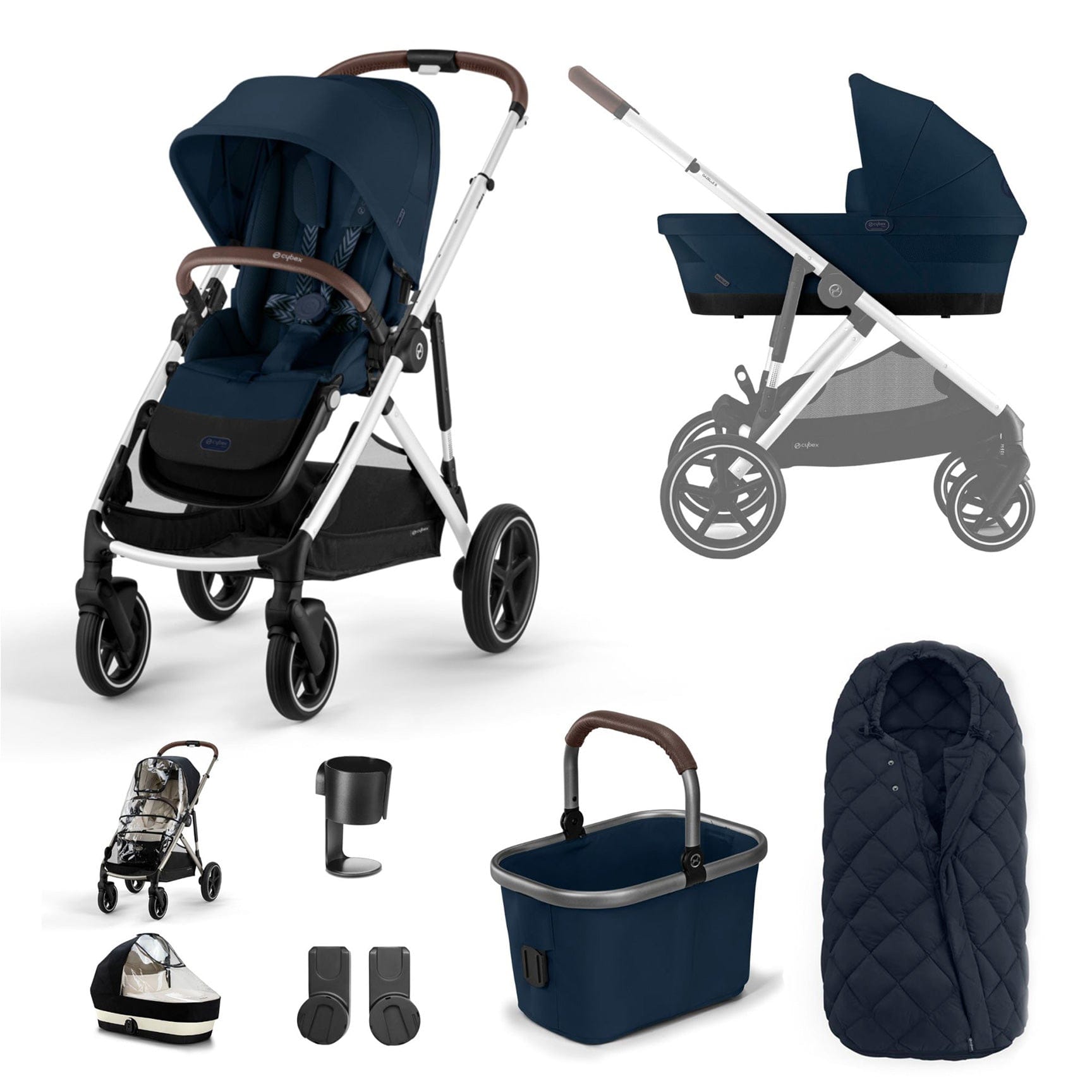 Cybex Gazelle S Essential Bundle in Silver/Ocean Blue Baby Prams 12765-SLV-OCE-BLU 4063846324873