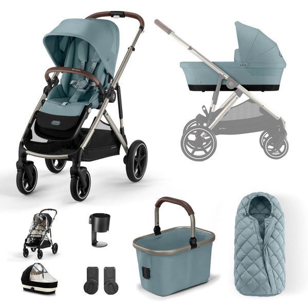 Cybex Gazelle S Essential Bundle in Taupe/Sky Blue Baby Prams 12773-TPE-SKY-BLU 4063846324880
