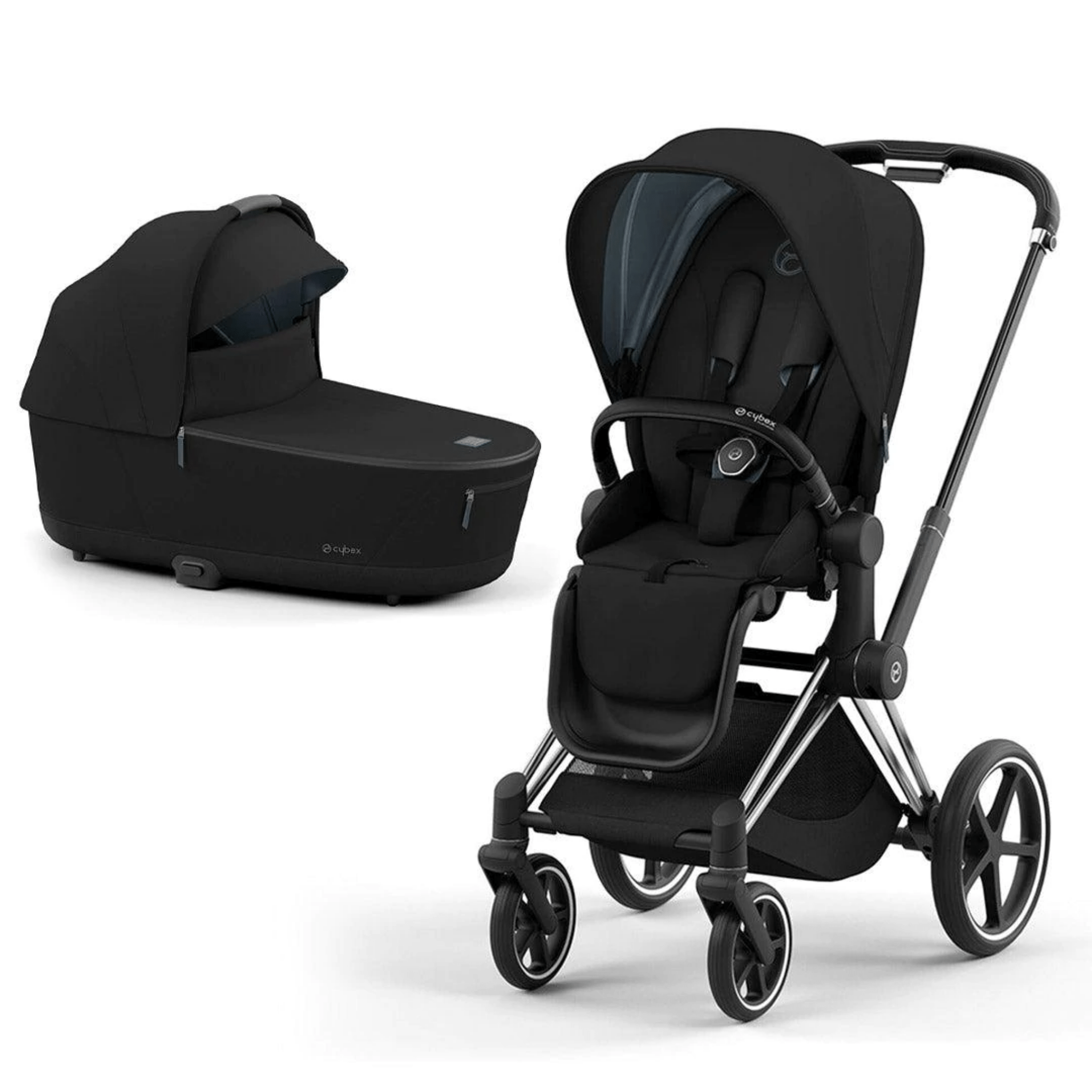 Cybex Priam & Lux Cot (2022) in Deep Black Baby Prams 11243-CH-BLK-BLK 4063846136315