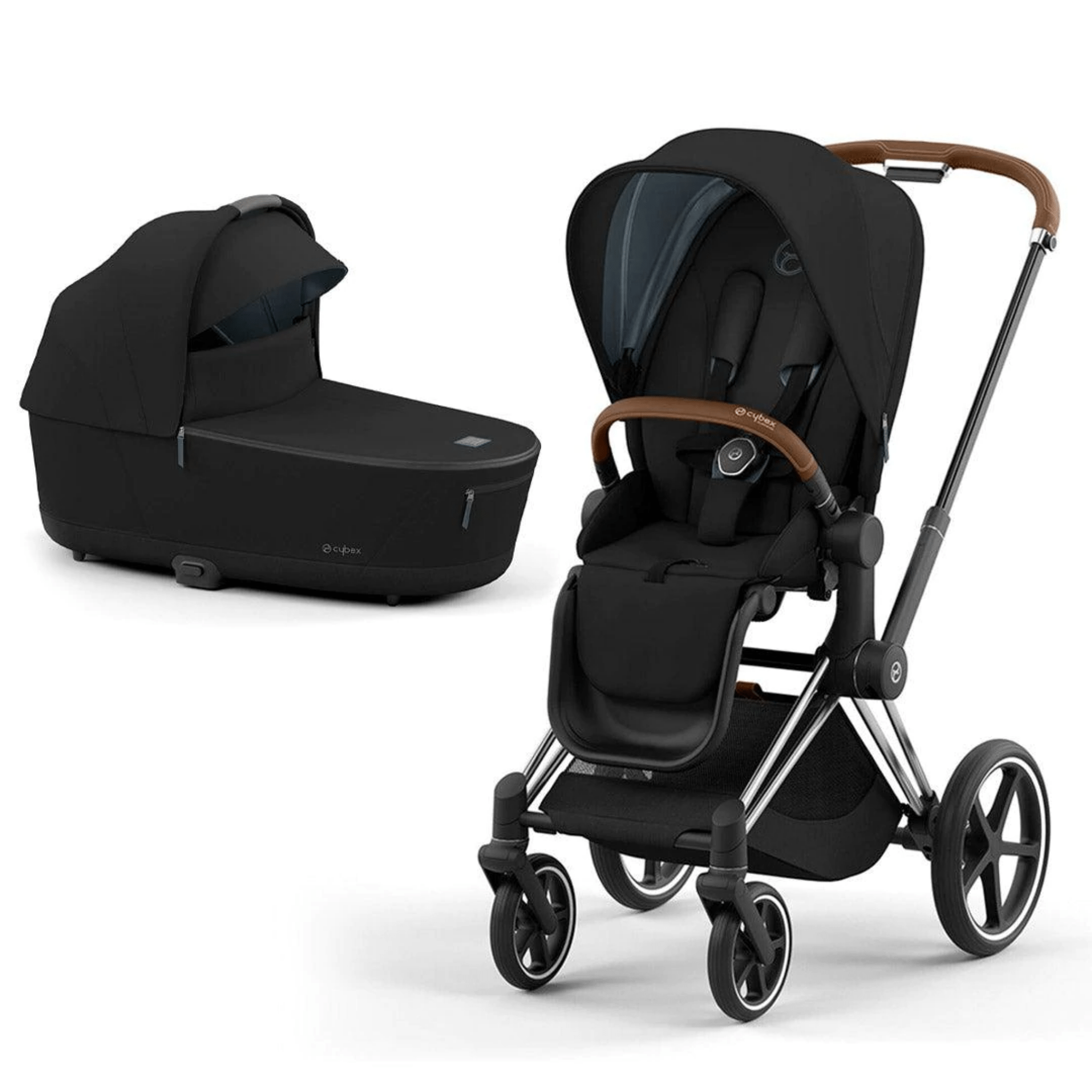 Cybex Priam & Lux Cot (2022) in Deep Black Baby Prams 11246-CH-BRN-BLK 4063846136315