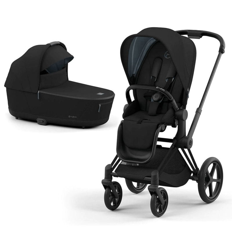 Cybex Priam & Lux Cot (2022) in Deep Black Baby Prams 11247-BLK-BLK 4063846136315