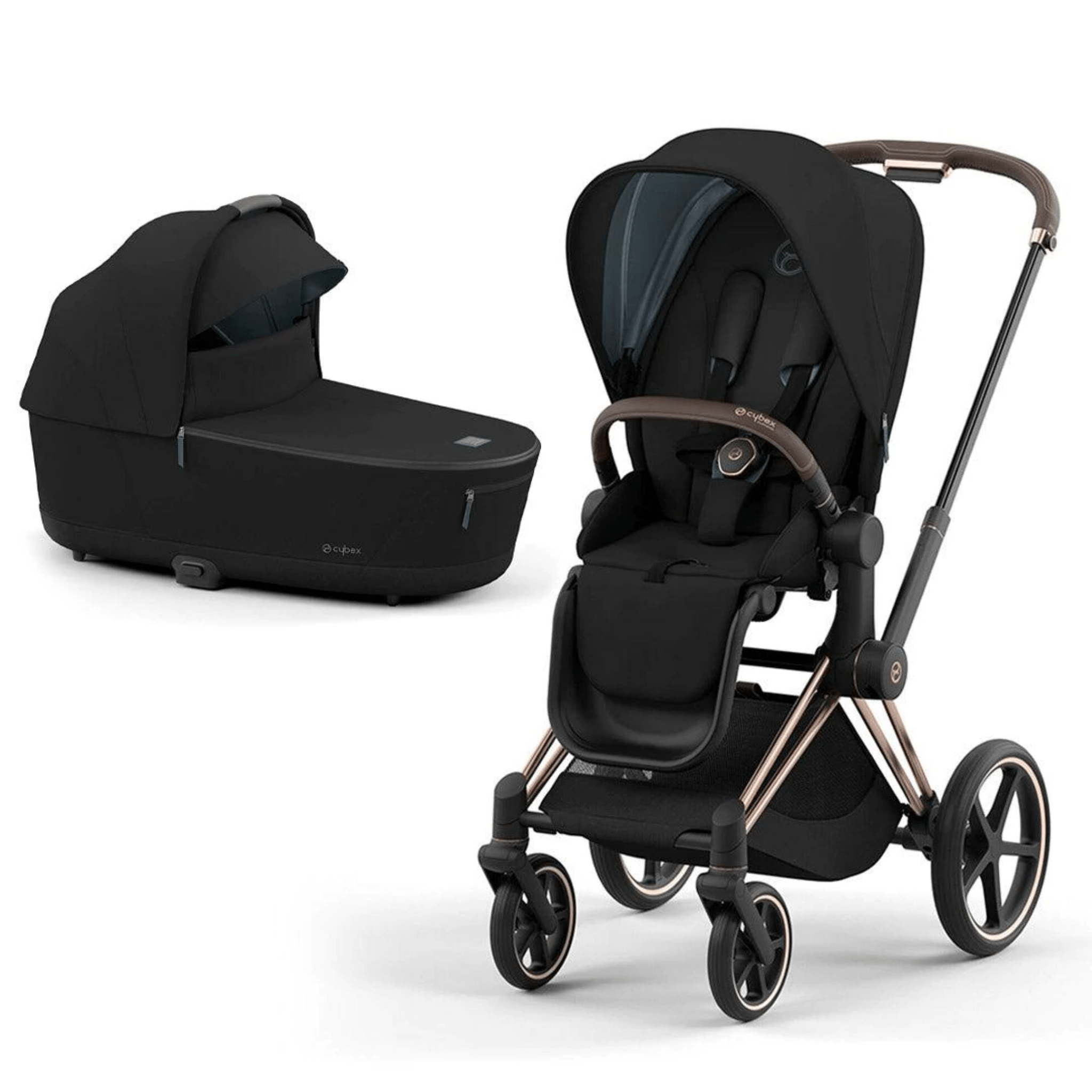 Cybex Priam & Lux Cot (2022) in Deep Black Baby Prams 11248-ROS-GOL-BLK 4063846136315