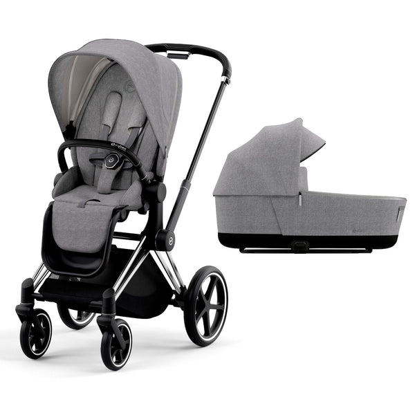 Cybex Priam & Lux Cot (2022) in Manhattan Grey Plus Baby Prams 11253-CH-BLK-MAN-GRY 4063846136513