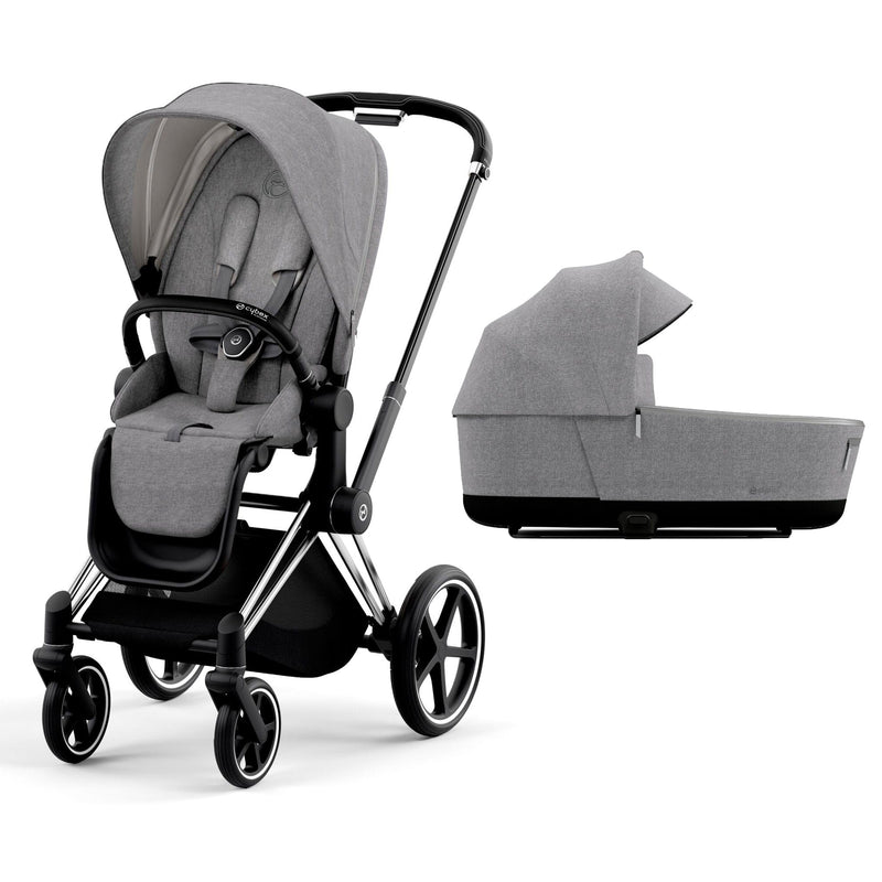 Cybex Priam & Lux Cot (2022) in Manhattan Grey Plus Baby Prams 11253-CH-BLK-MAN-GRY 4063846136513
