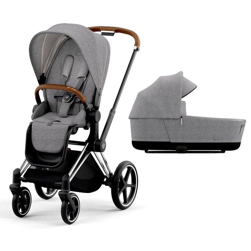 Cybex Priam & Lux Cot (2022) in Manhattan Grey Plus Baby Prams 11254-CH-BRN-MAN-GRY 4063846136513